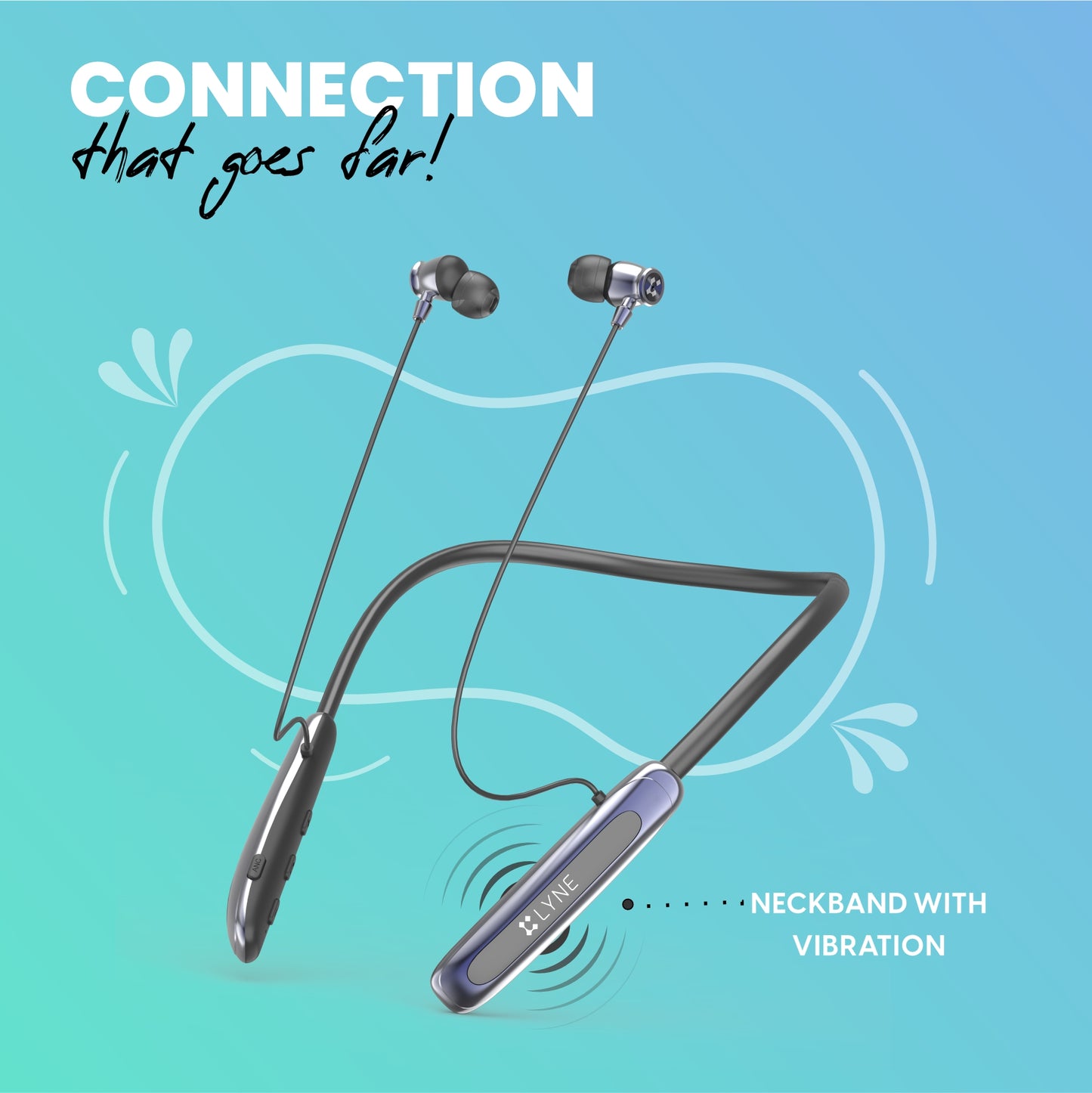 LYNE Rover 28 100 Hours Music Time Bluetooth Neckband with ANC and Gaming Mode