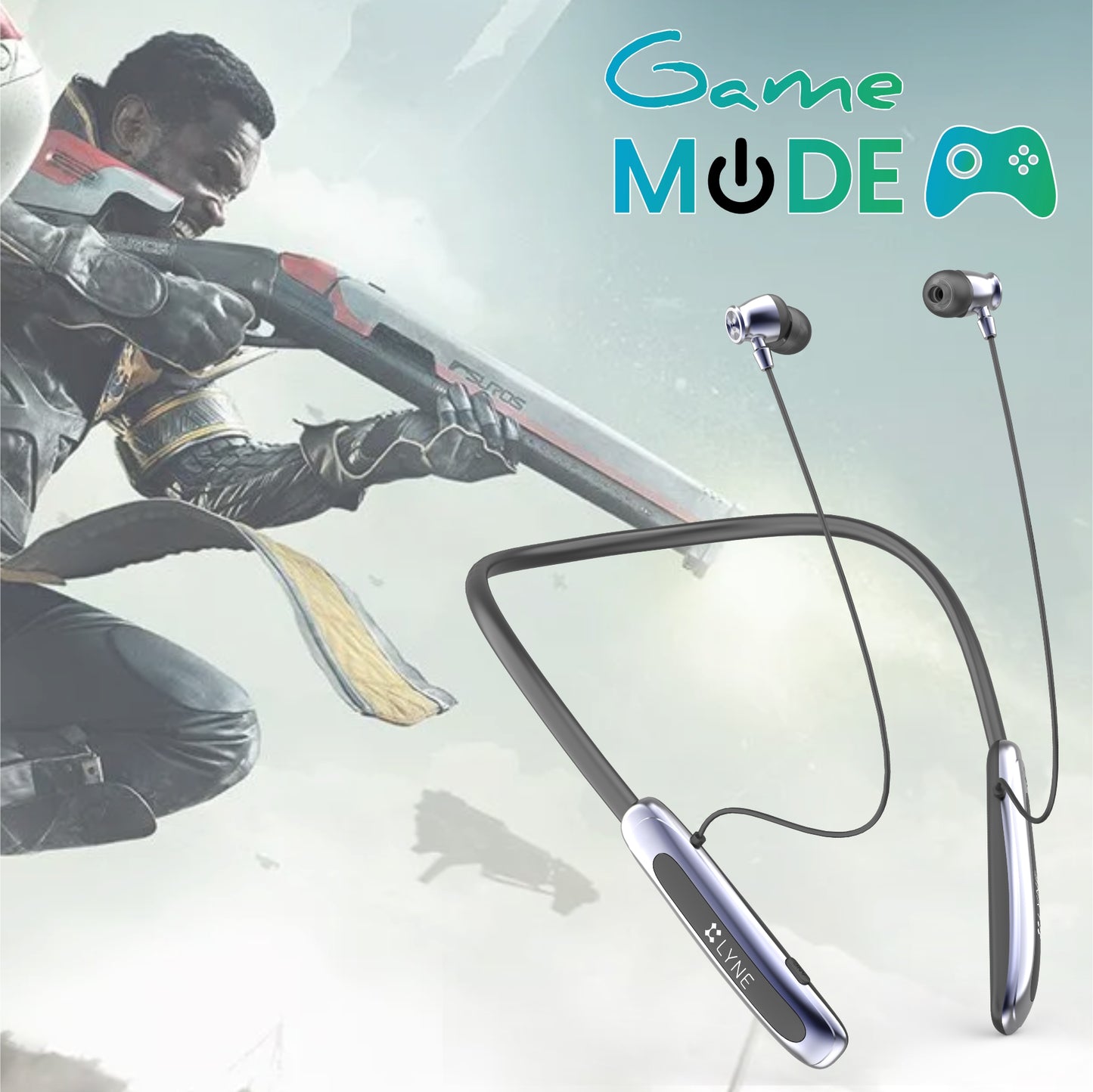 LYNE Rover 28 100 Hours Music Time Bluetooth Neckband with ANC and Gaming Mode