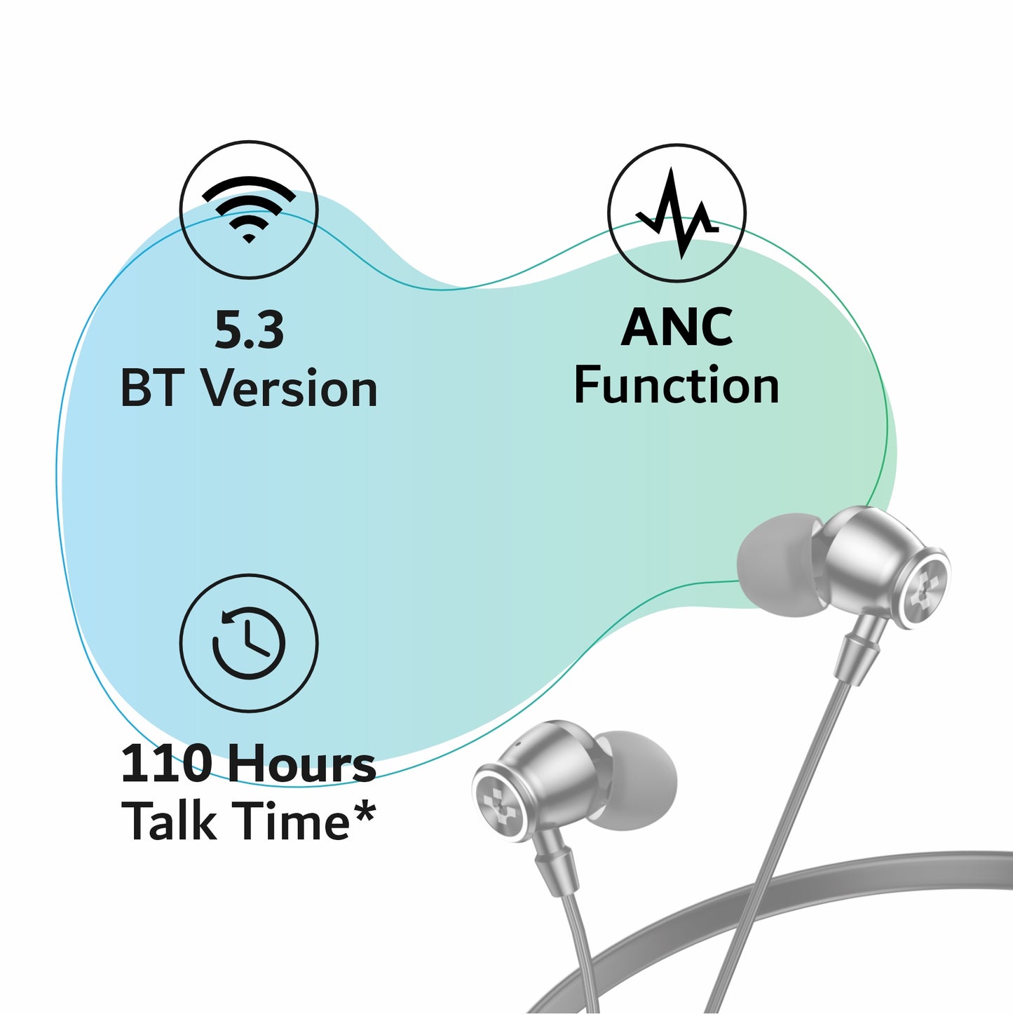 LYNE Rover 28 100 Hours Music Time Bluetooth Neckband with ANC and Gaming Mode