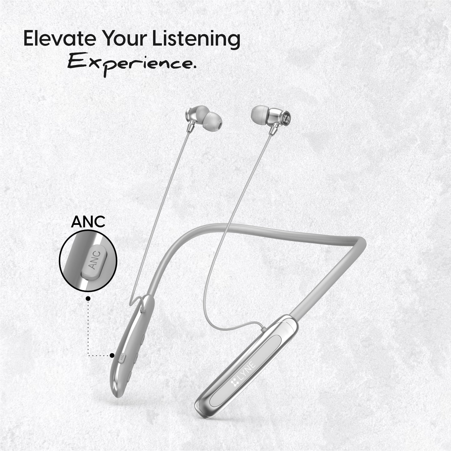 LYNE Rover 28 100 Hours Music Time Bluetooth Neckband with ANC and Gaming Mode