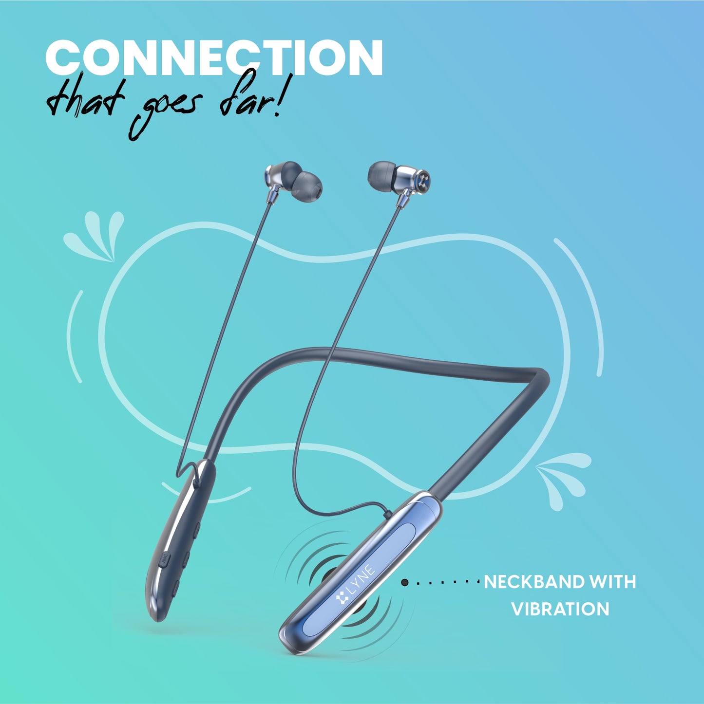 LYNE Rover 28 100 Hours Music Time Bluetooth Neckband with ANC and Gaming Mode