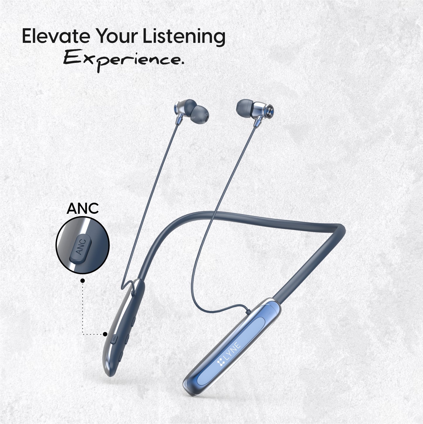 LYNE Rover 28 100 Hours Music Time Bluetooth Neckband with ANC and Gaming Mode