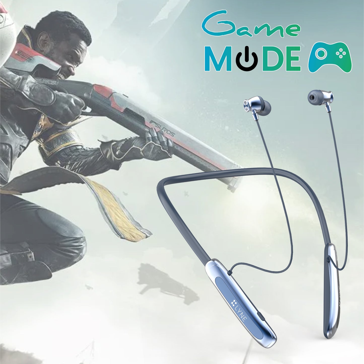 LYNE Rover 28 100 Hours Music Time Bluetooth Neckband with ANC and Gaming Mode