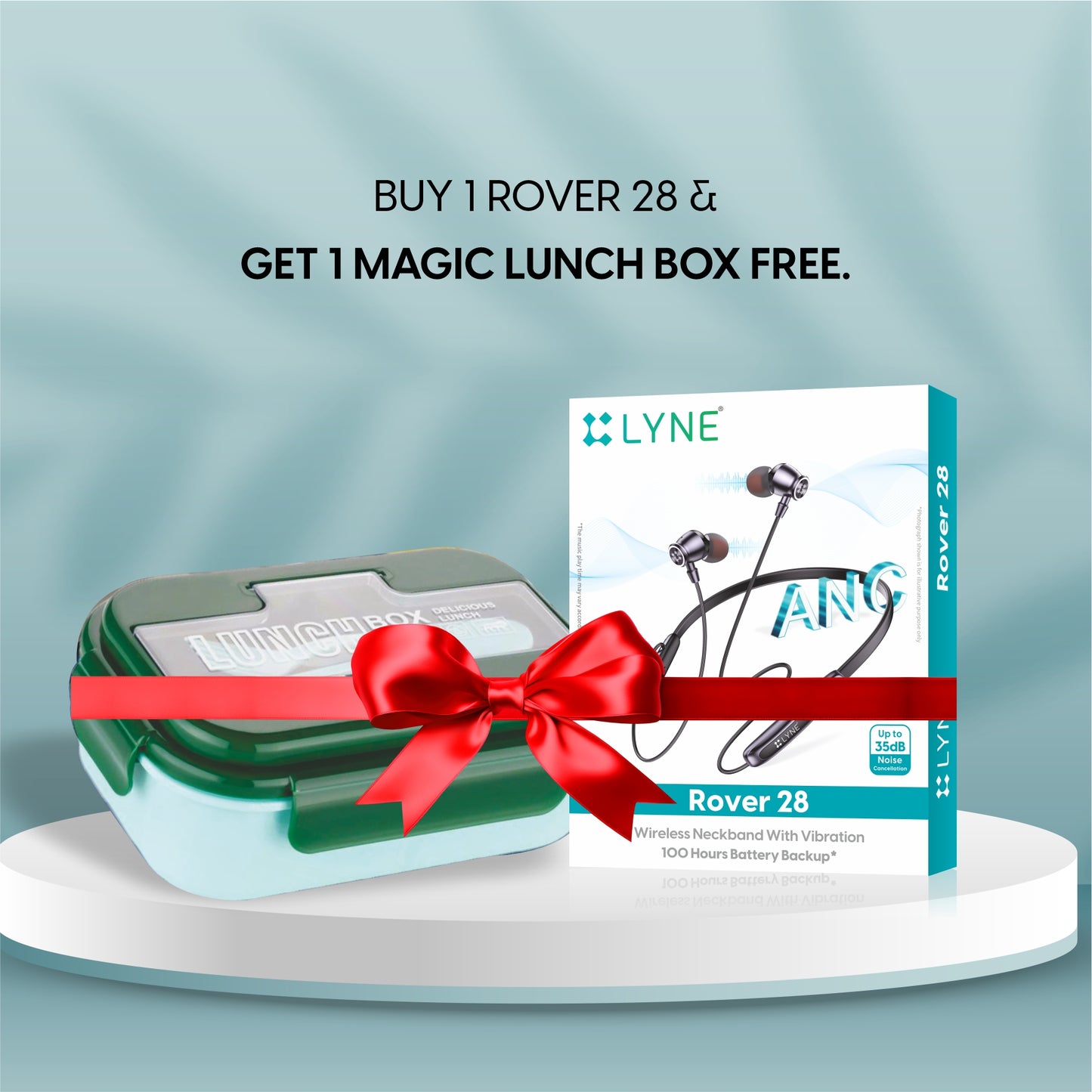 LYNE Rover 28 100 Hours Music Time Bluetooth Neckband with ANC and Gaming Mode