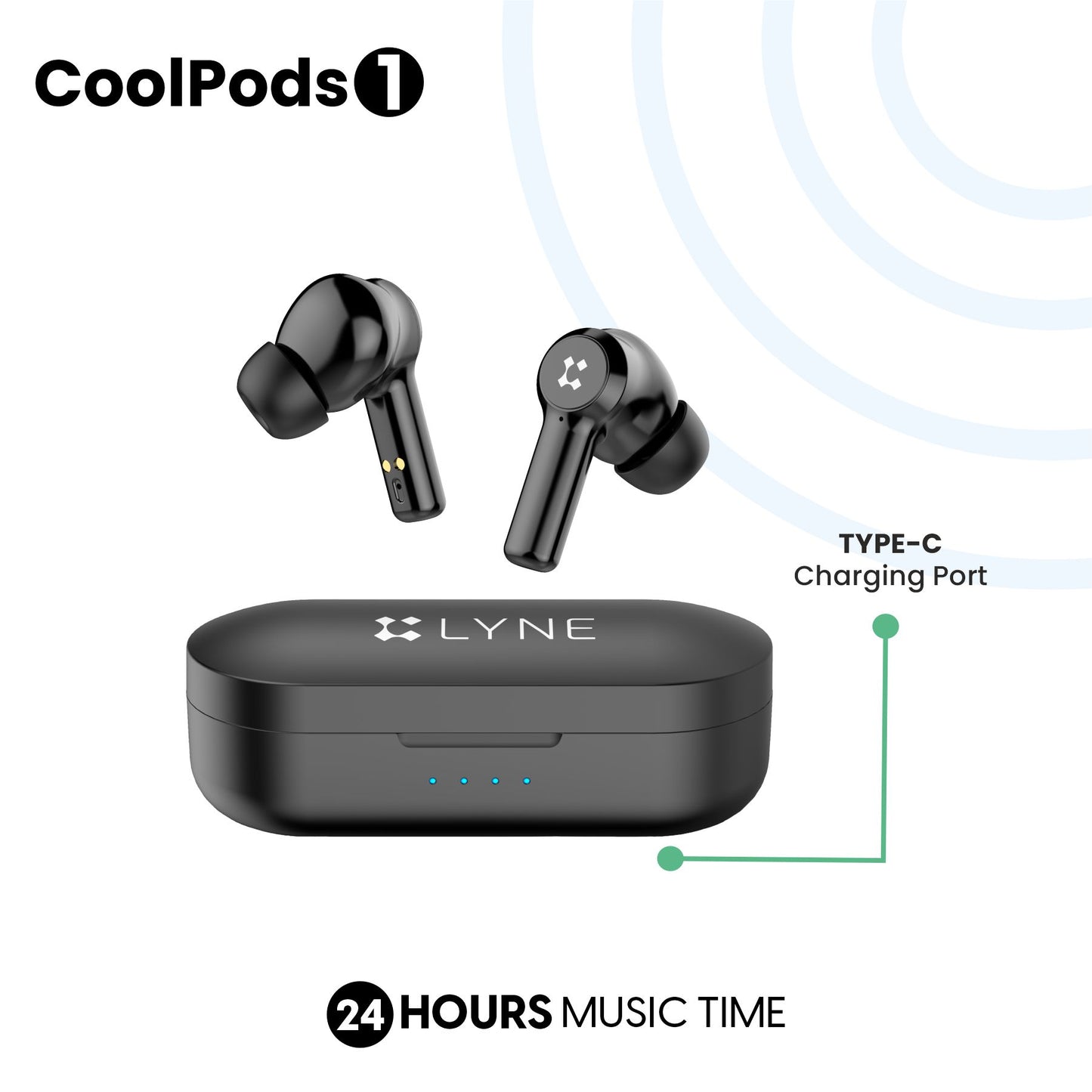 LYNE CoolPods 1 24 Hours Music Time True Wireless Earbuds