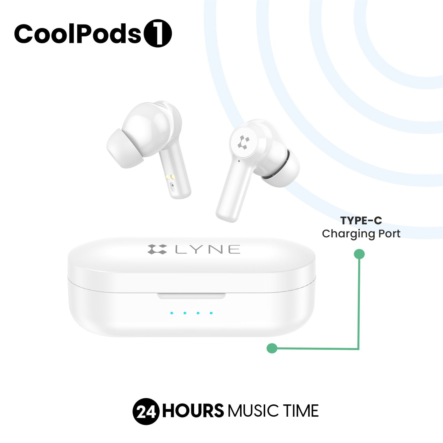 LYNE CoolPods 1 24 Hours Music Time True Wireless Earbuds