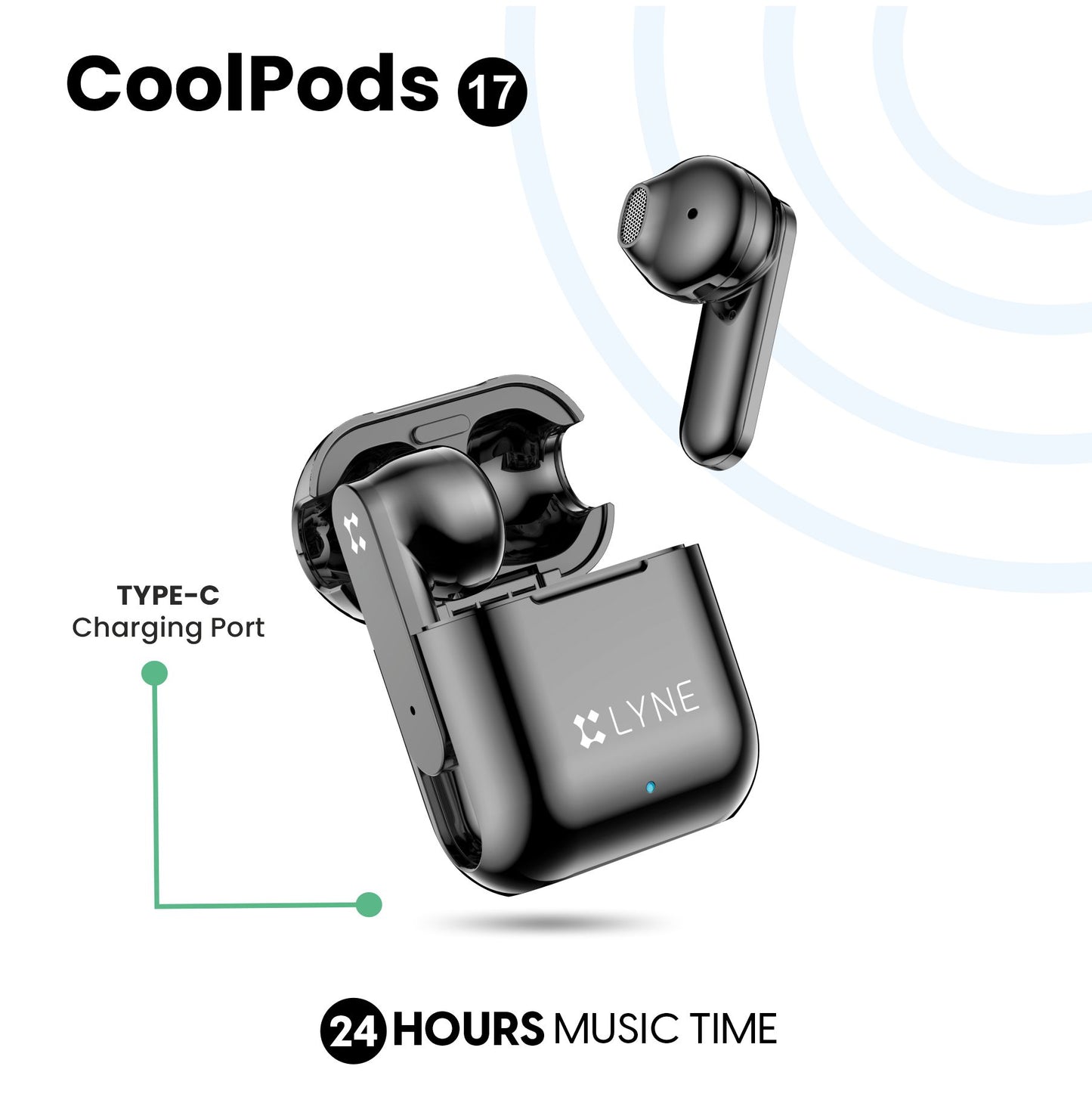 LYNE CoolPods 17 24 Hours Music Time True Wireless Earbuds with Quick Auto Pairing Feature