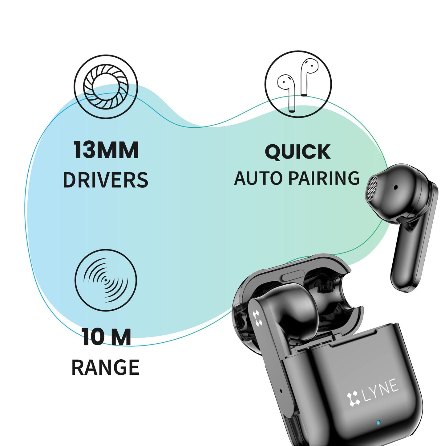 LYNE CoolPods 17 24 Hours Music Time True Wireless Earbuds with Quick Auto Pairing Feature
