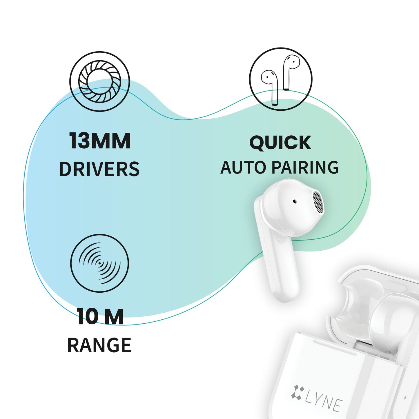 LYNE CoolPods 17 24 Hours Music Time True Wireless Earbuds with Quick Auto Pairing Feature