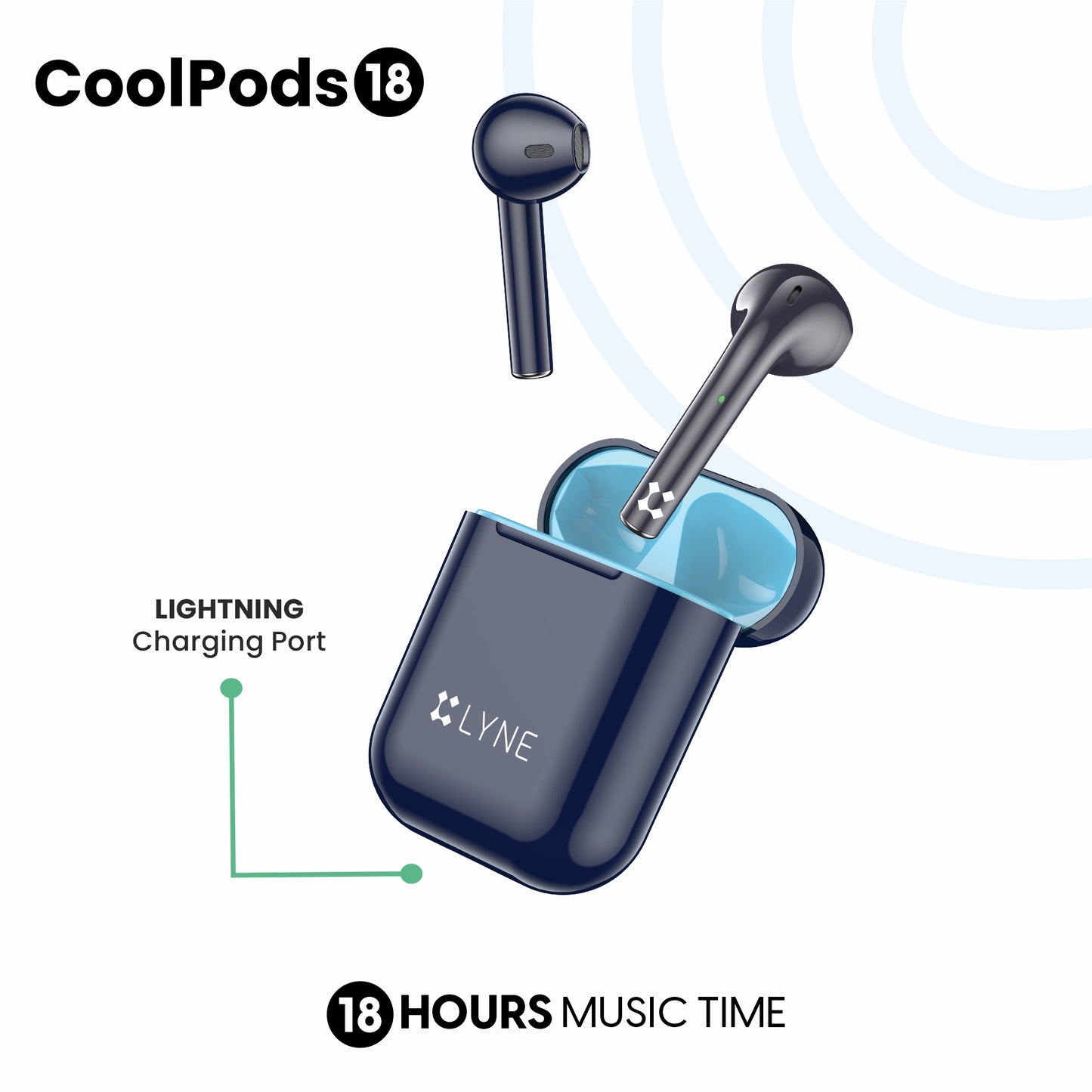 LYNE CoolPods 18 18 Hours Music Time True Wireless Earbuds with Quick Auto Pairing Feature