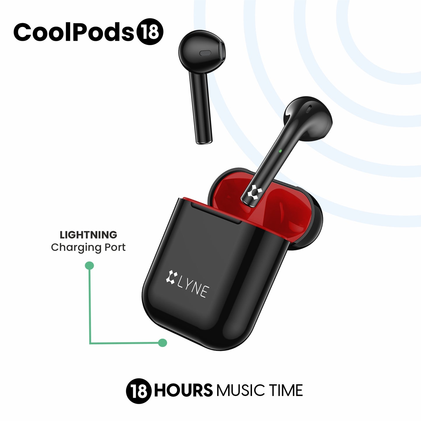 LYNE CoolPods 18 18 Hours Music Time True Wireless Earbuds with Quick Auto Pairing Feature