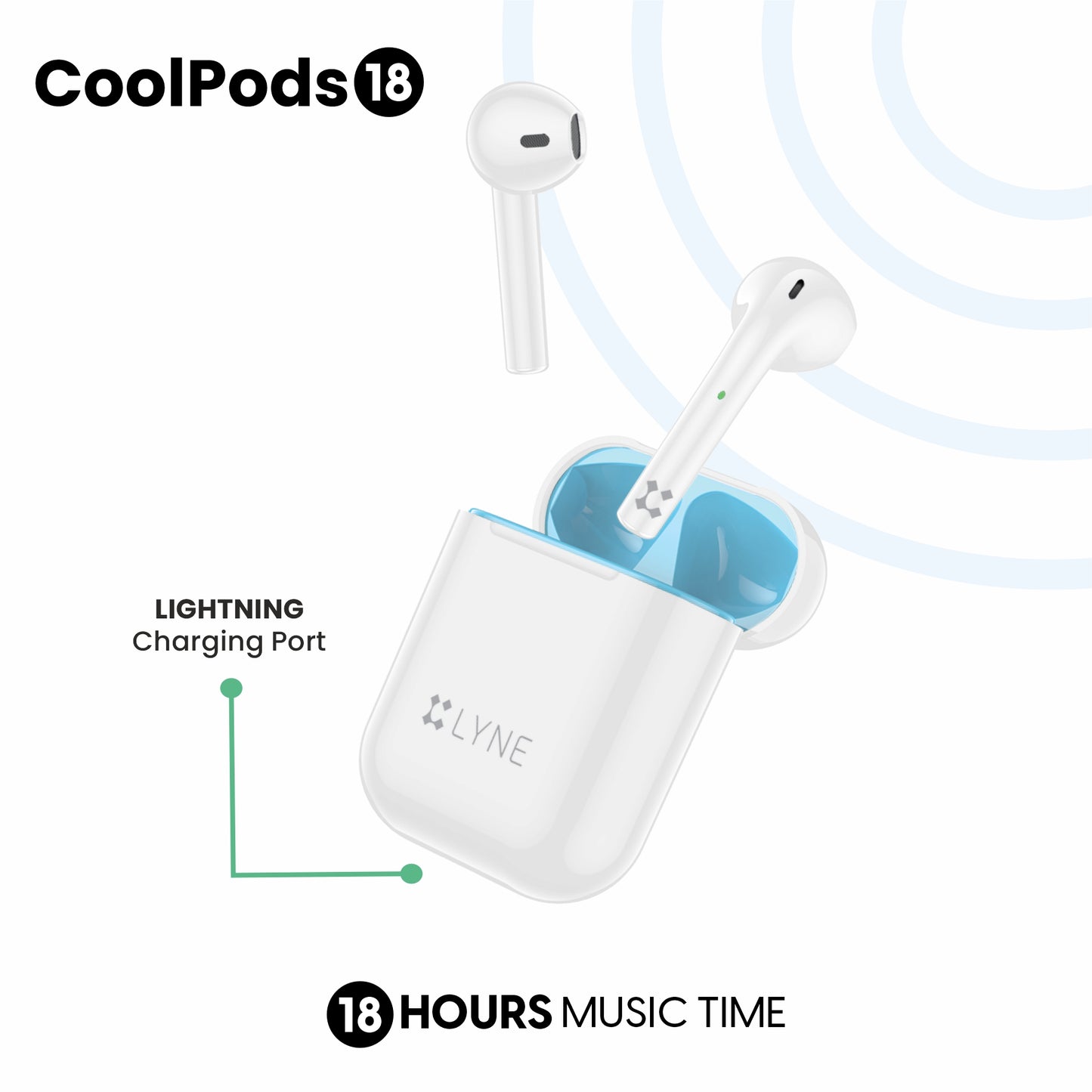 LYNE CoolPods 18 18 Hours Music Time True Wireless Earbuds with Quick Auto Pairing Feature