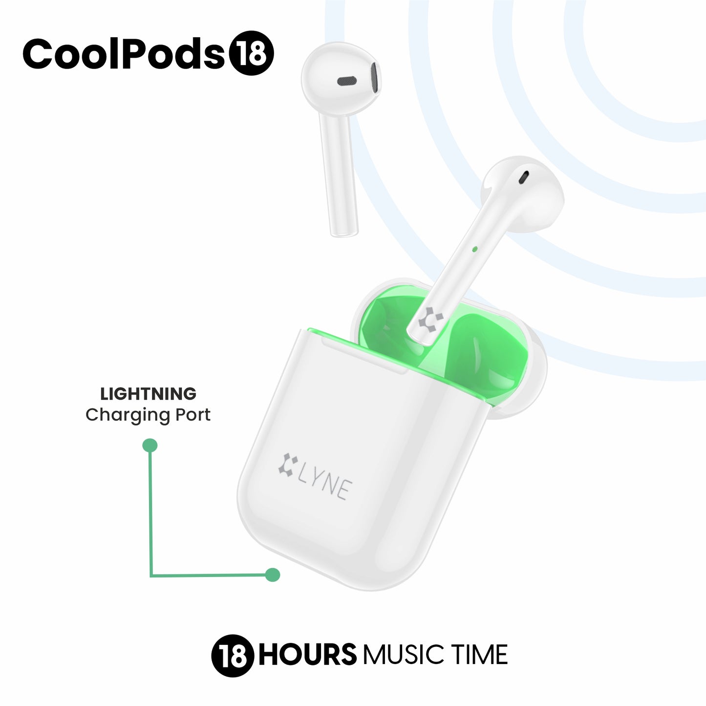 LYNE CoolPods 18 18 Hours Music Time True Wireless Earbuds with Quick Auto Pairing Feature