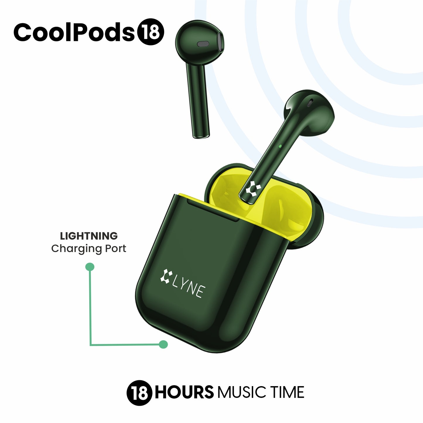 LYNE CoolPods 18 18 Hours Music Time True Wireless Earbuds with Quick Auto Pairing Feature