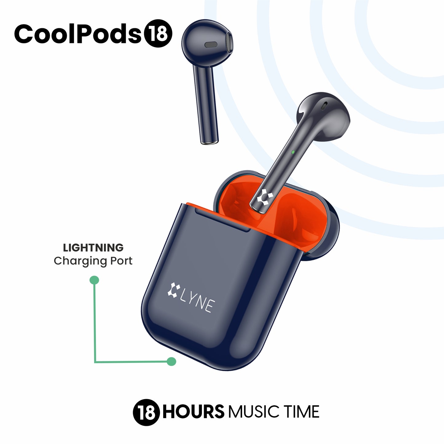 LYNE CoolPods 18 18 Hours Music Time True Wireless Earbuds with Quick Auto Pairing Feature