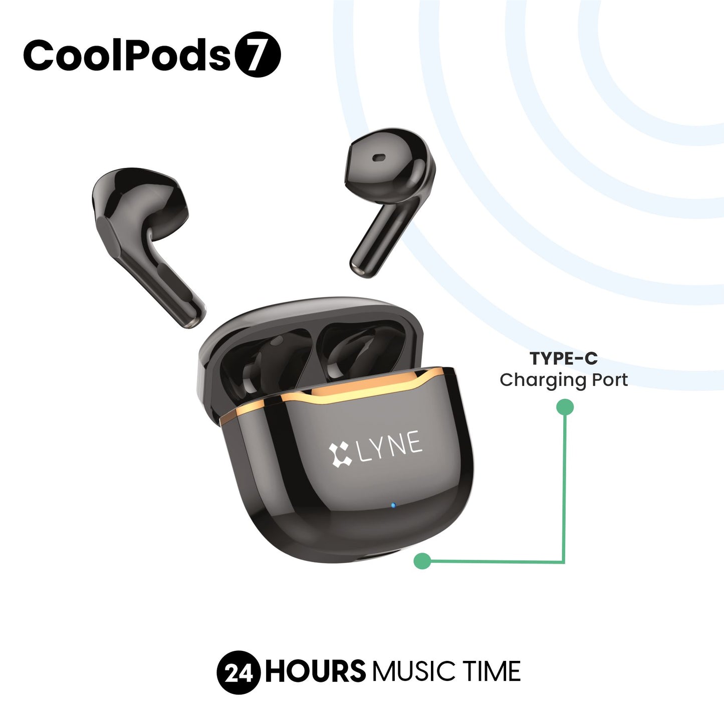 LYNE CoolPods 7 24 Hours Music Time True Wireless Earbuds