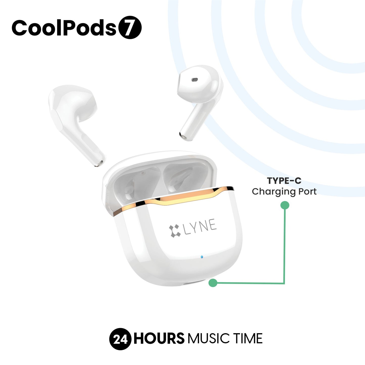 LYNE CoolPods 7 24 Hours Music Time True Wireless Earbuds