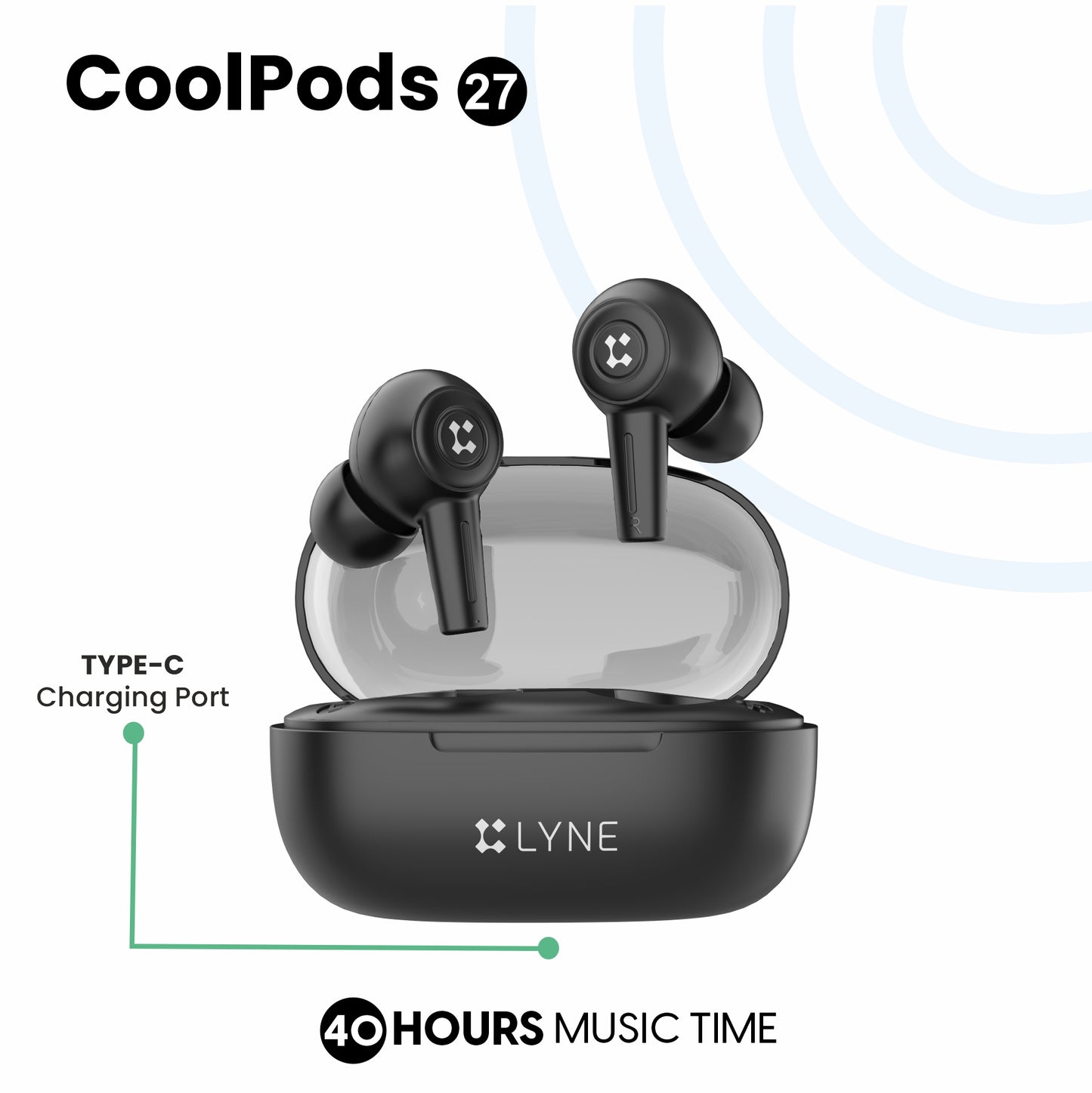 LYNE CoolPods 27 40 Hours Music Time True Wireless Earbuds with IPX4 Sweat Resistance