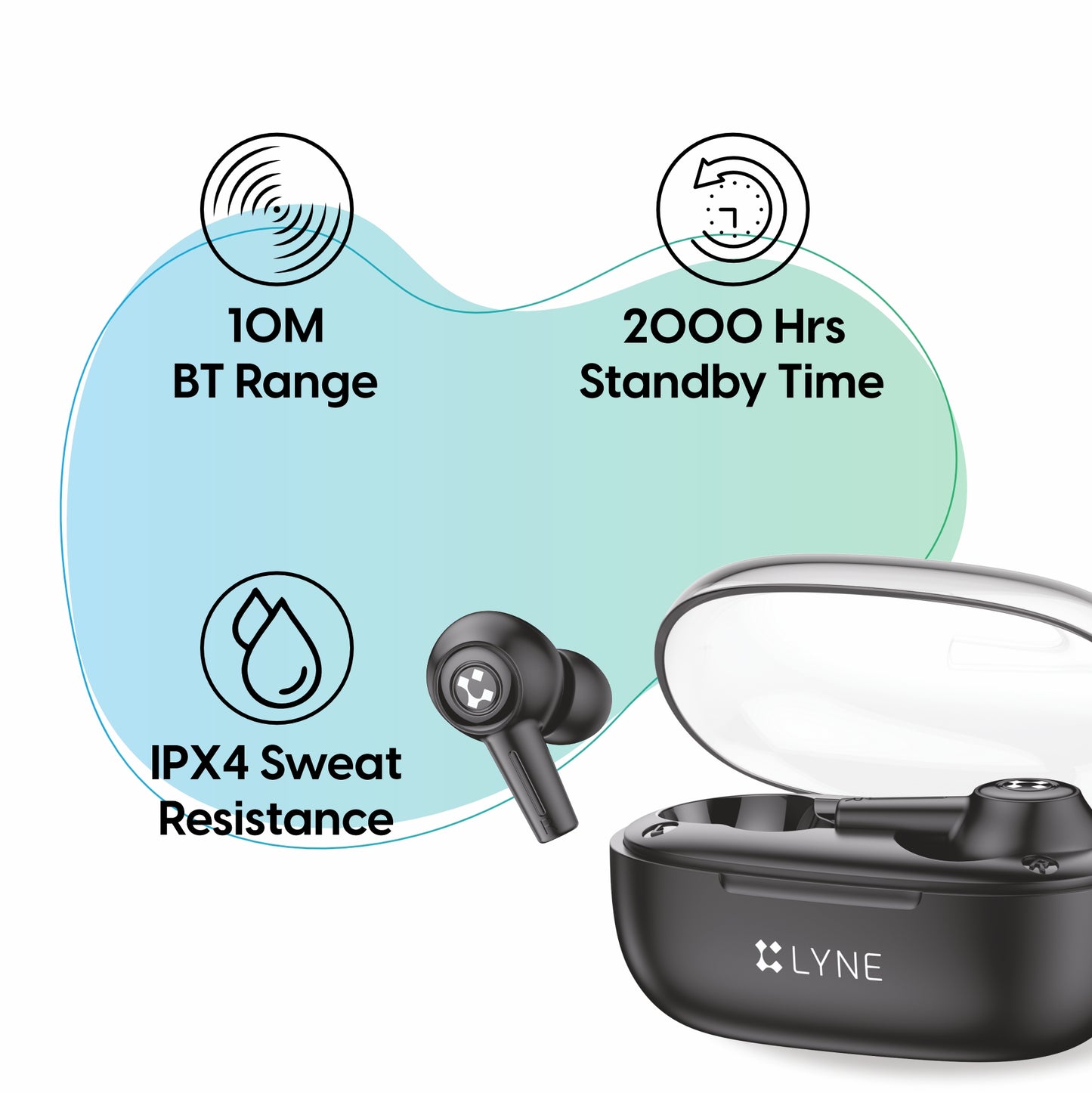 LYNE CoolPods 27 40 Hours Music Time True Wireless Earbuds with IPX4 Sweat Resistance