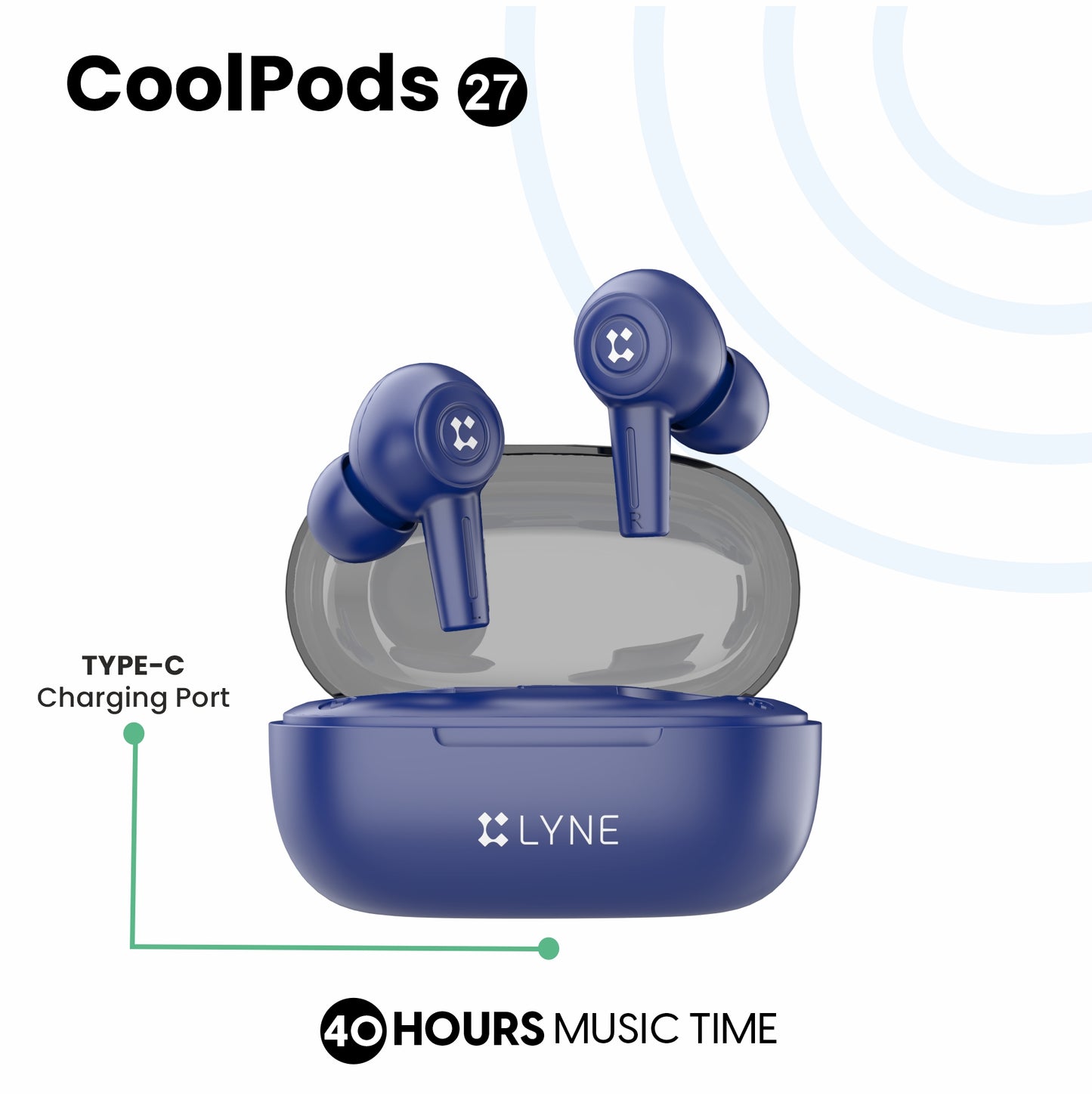 LYNE CoolPods 27 40 Hours Music Time True Wireless Earbuds with IPX4 Sweat Resistance