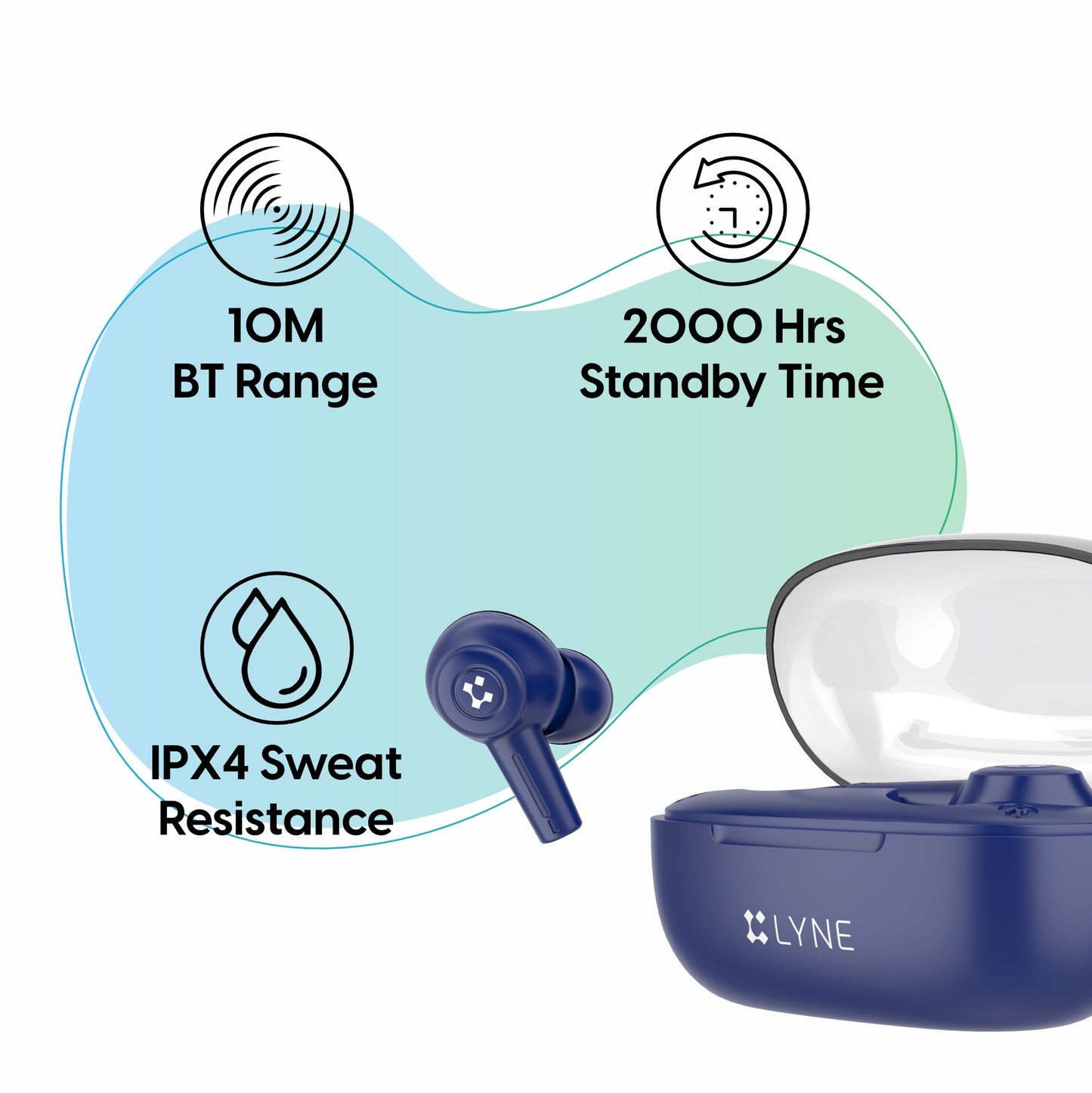 LYNE CoolPods 27 40 Hours Music Time True Wireless Earbuds with IPX4 Sweat Resistance