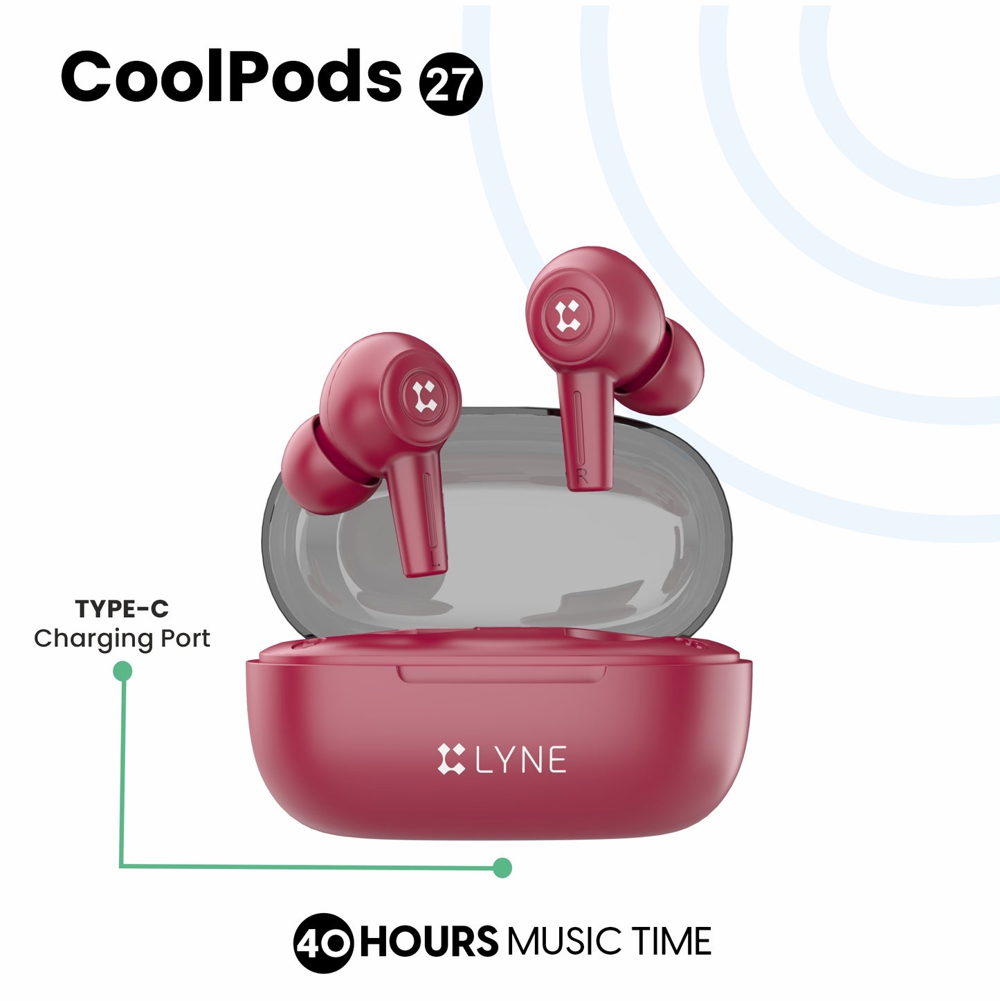 LYNE CoolPods 27 40 Hours Music Time True Wireless Earbuds with IPX4 Sweat Resistance