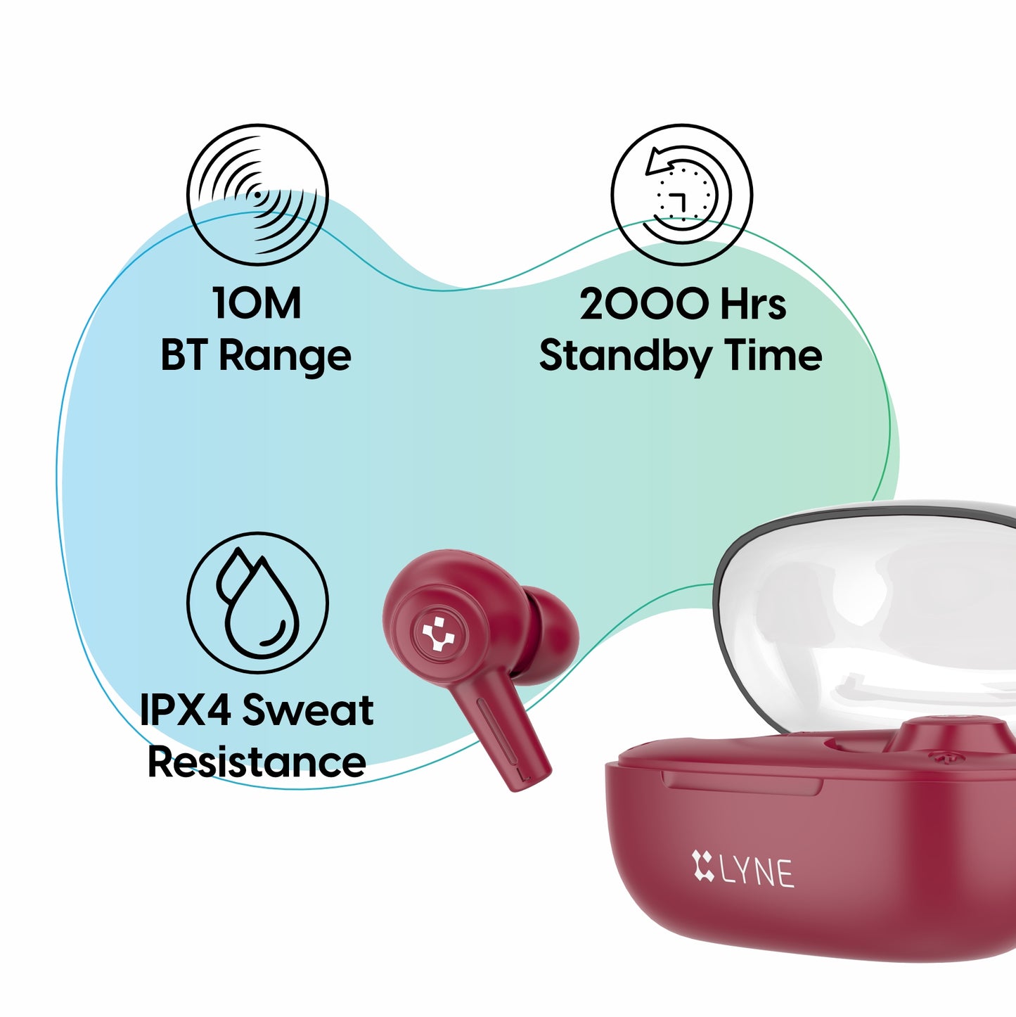 LYNE CoolPods 27 40 Hours Music Time True Wireless Earbuds with IPX4 Sweat Resistance
