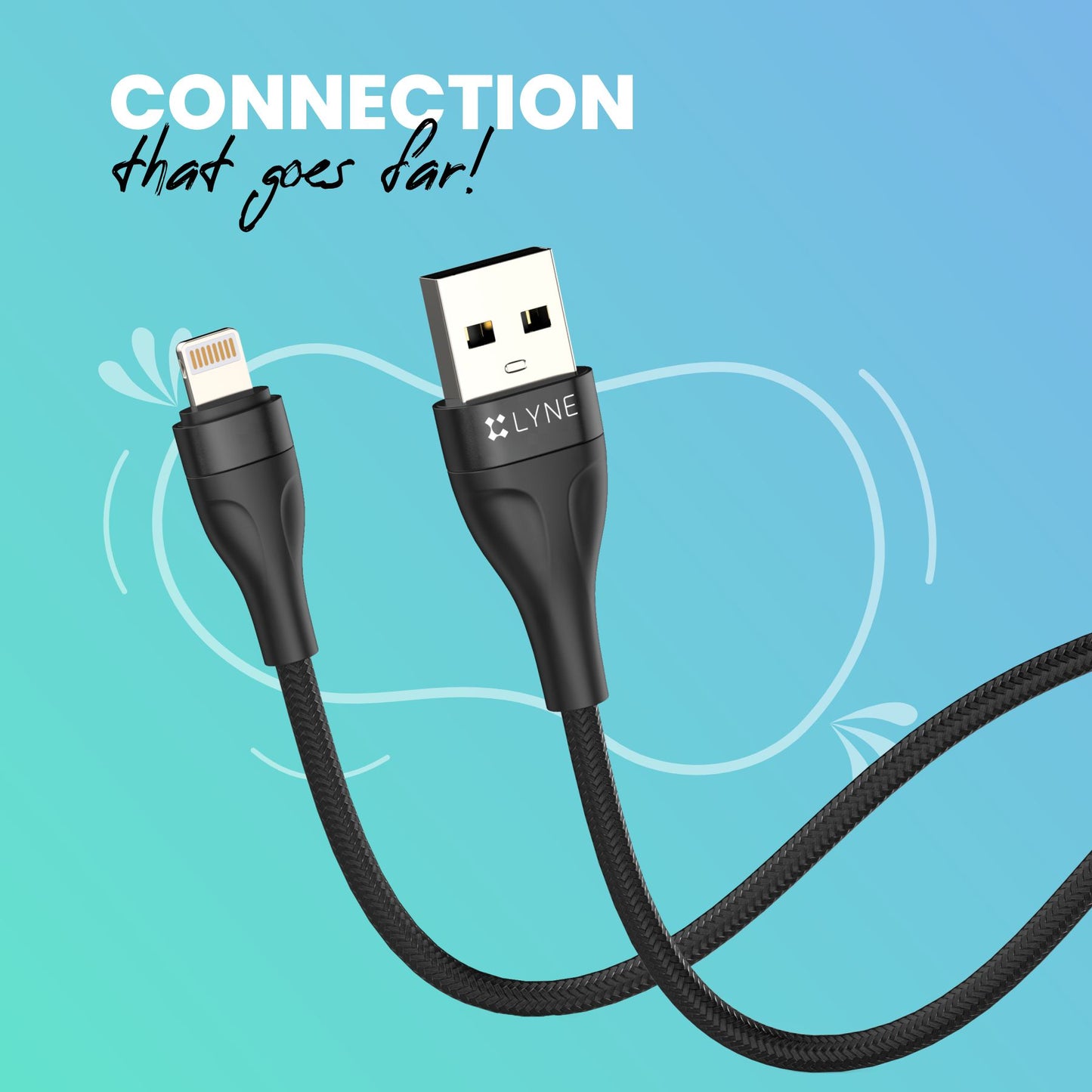 LYNE Flexy 5 6A Output,1 m, Lightning High Quality Braided Data Cable with 50k+ Bend Test
