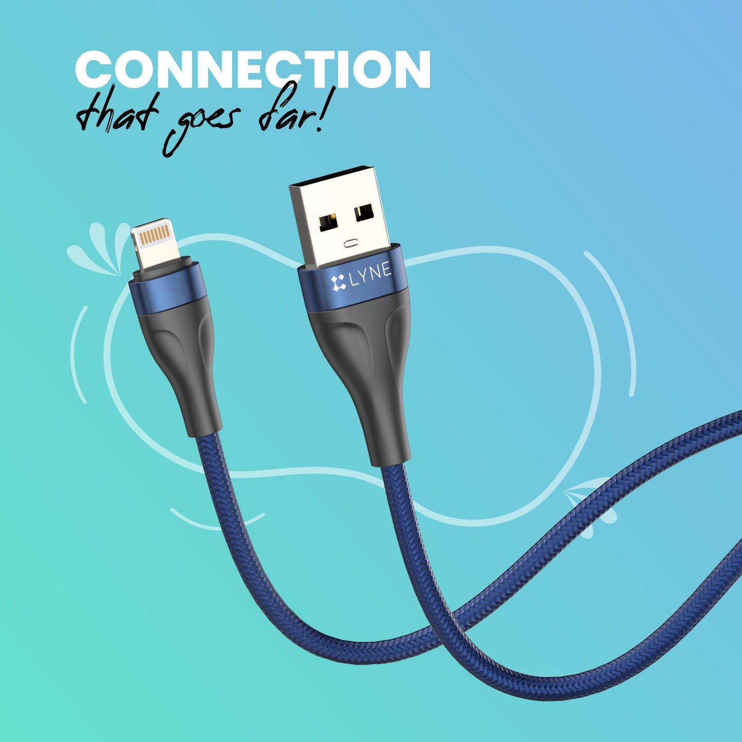 LYNE Flexy 5 6A Output,1 m, Lightning High Quality Braided Data Cable with 50k+ Bend Test