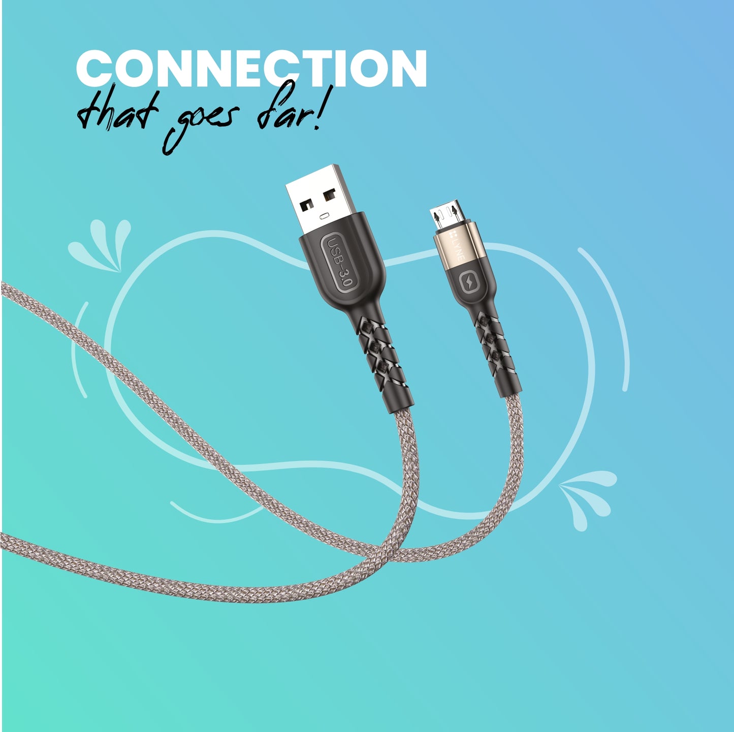 LYNE Flexy 6  4A Output, 1 m, Micro USB High Quality Braided Data Cable with 50k+ Bend Test