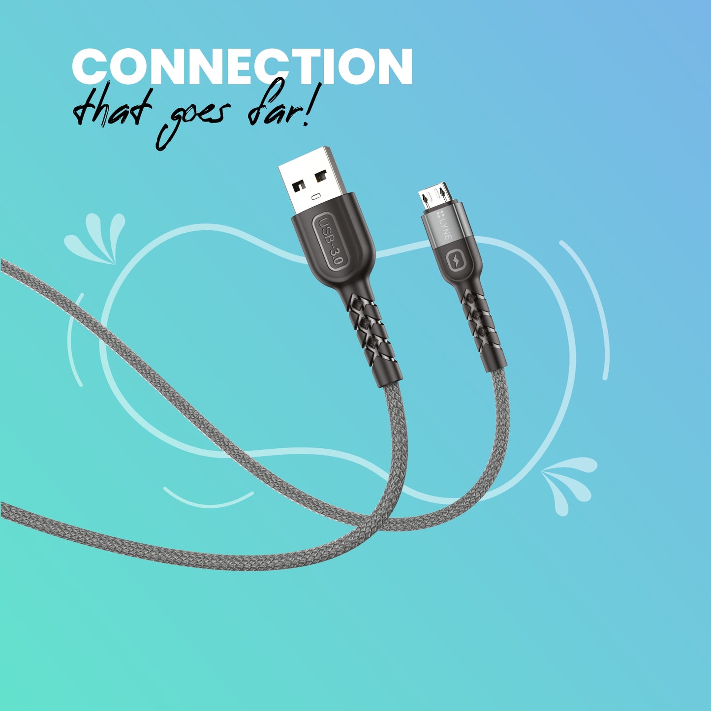 LYNE Flexy 6  4A Output, 1 m, Micro USB High Quality Braided Data Cable with 50k+ Bend Test