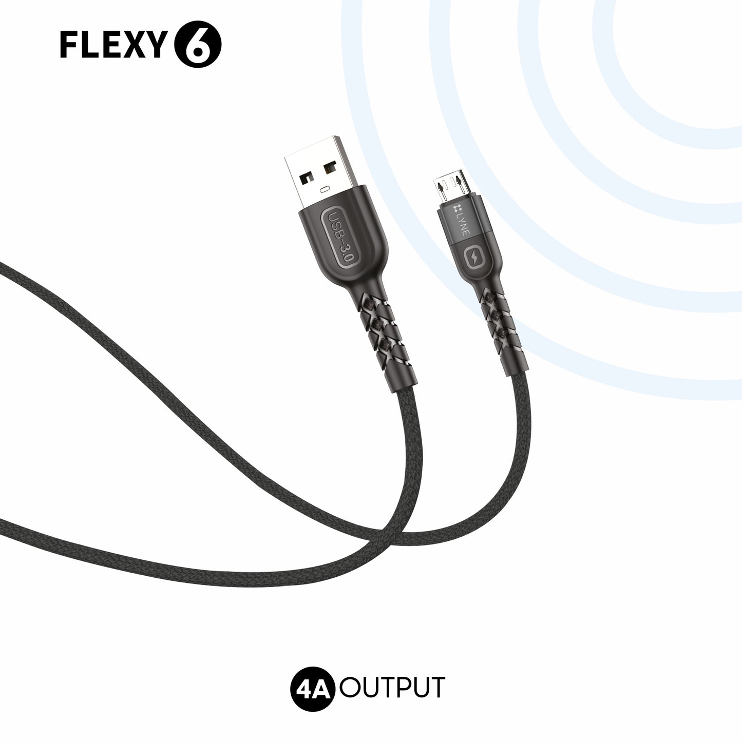 LYNE Flexy 6  4A Output, 1 m, Micro USB High Quality Braided Data Cable with 50k+ Bend Test