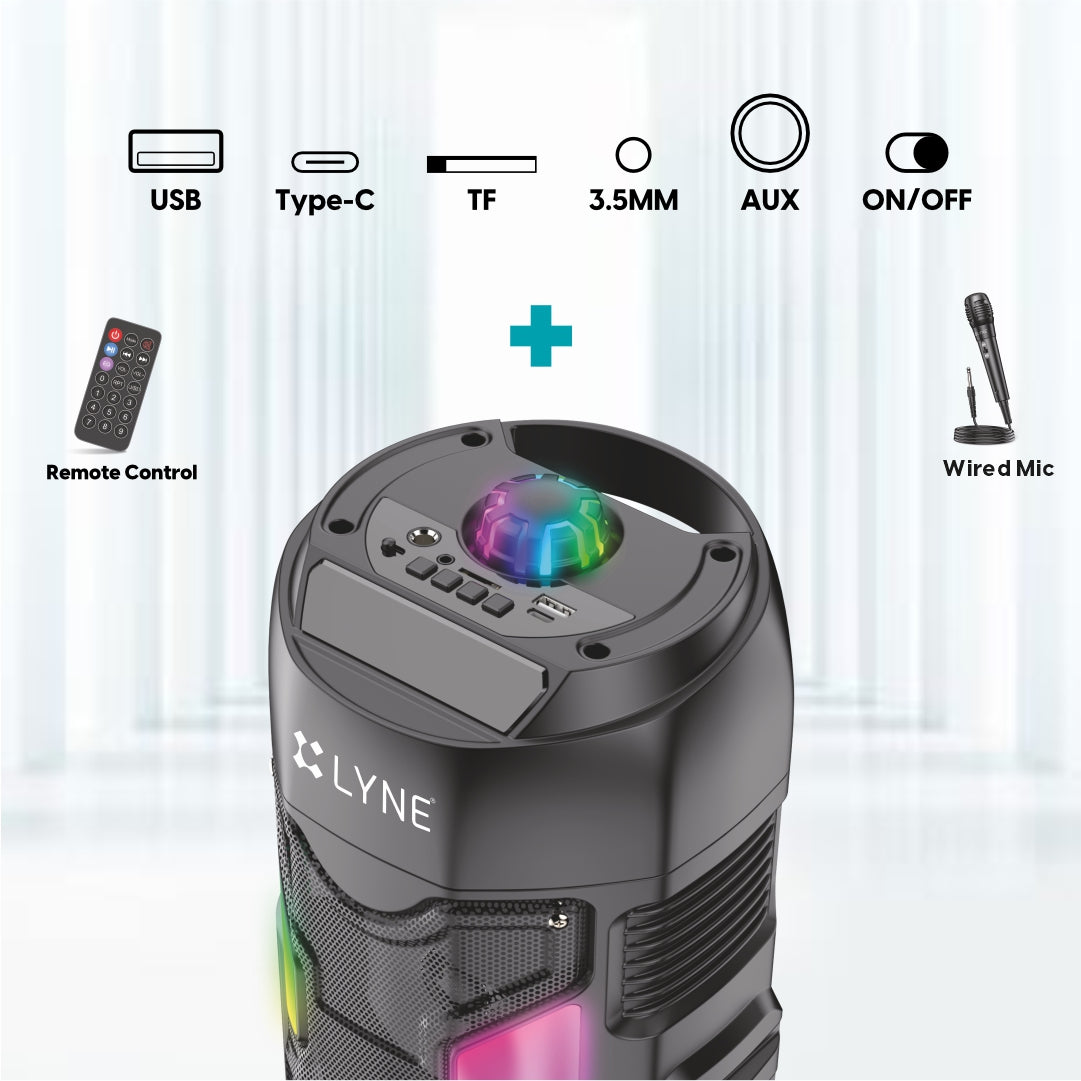 LYNE JukeBox 30 40W Output Wireless Speaker with Wired Mic and Remote Control