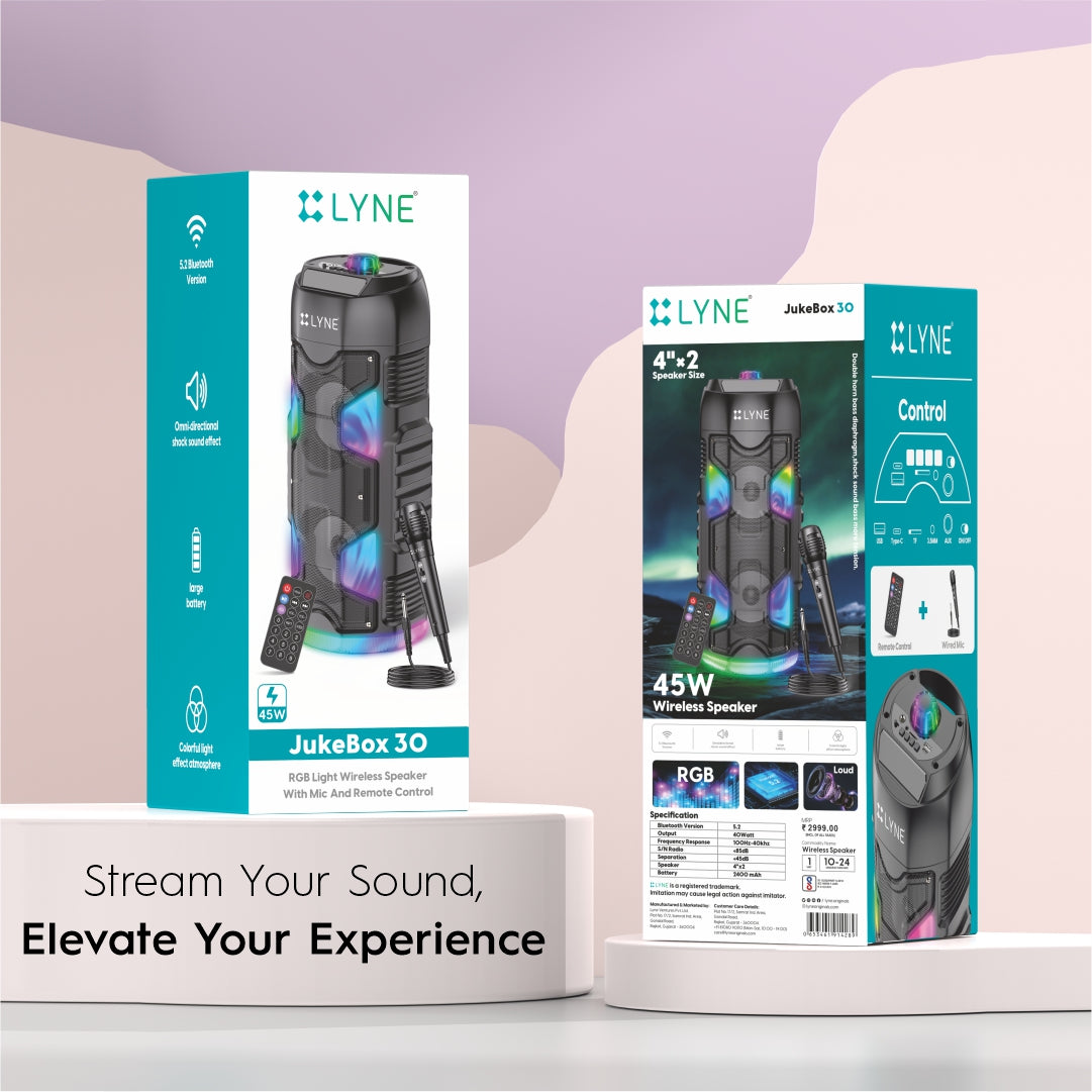LYNE JukeBox 30 45W Output Wireless Speaker with Wired Mic and Remote Control