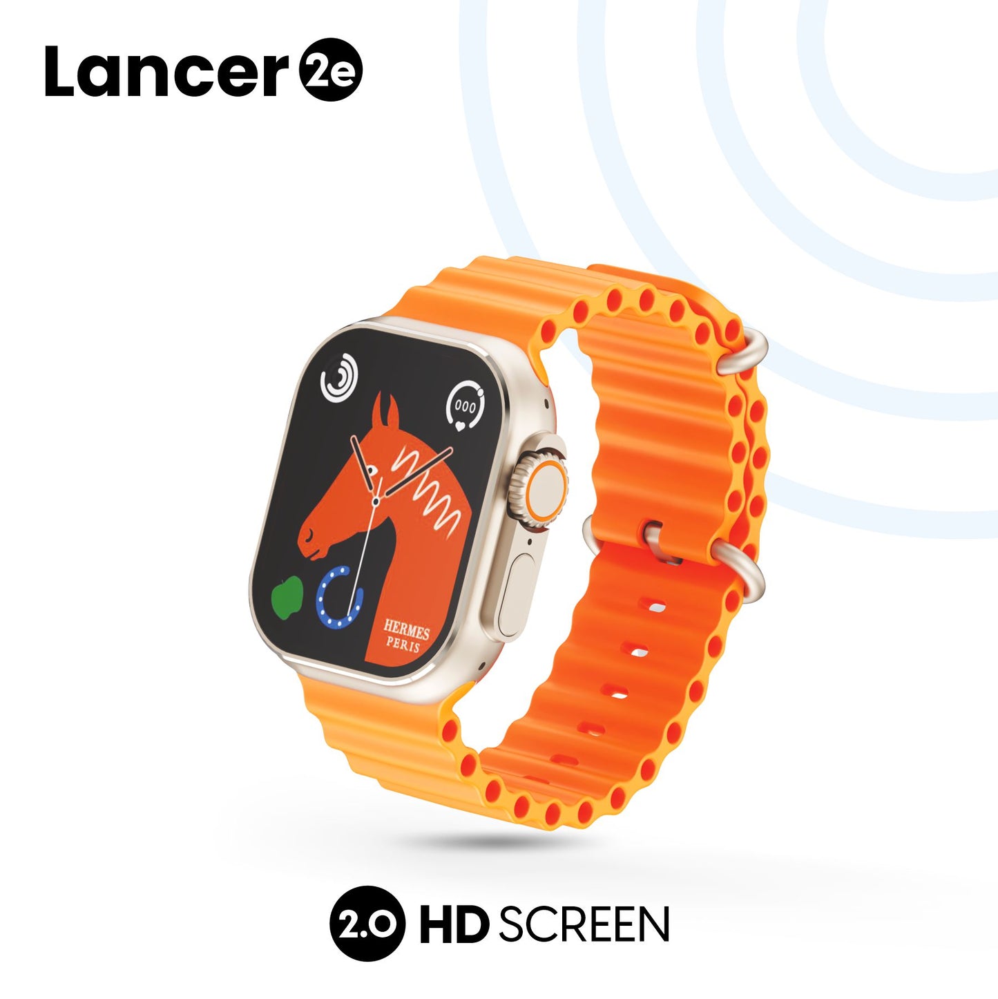 LYNE Lancer 2e Smart Watch 2.0 HD Screen, Bluetooth Calling, IP67 Water Resistance, Rotating Crown with Extra Silicone Belt