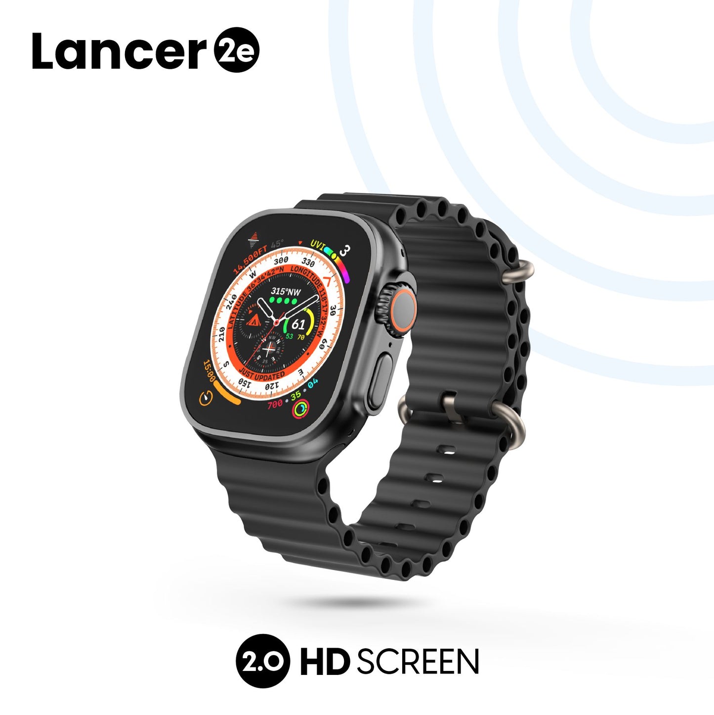 LYNE Lancer 2e Smart Watch 2.0 HD Screen, Bluetooth Calling, IP67 Water Resistance, Rotating Crown with Extra Silicone Belt