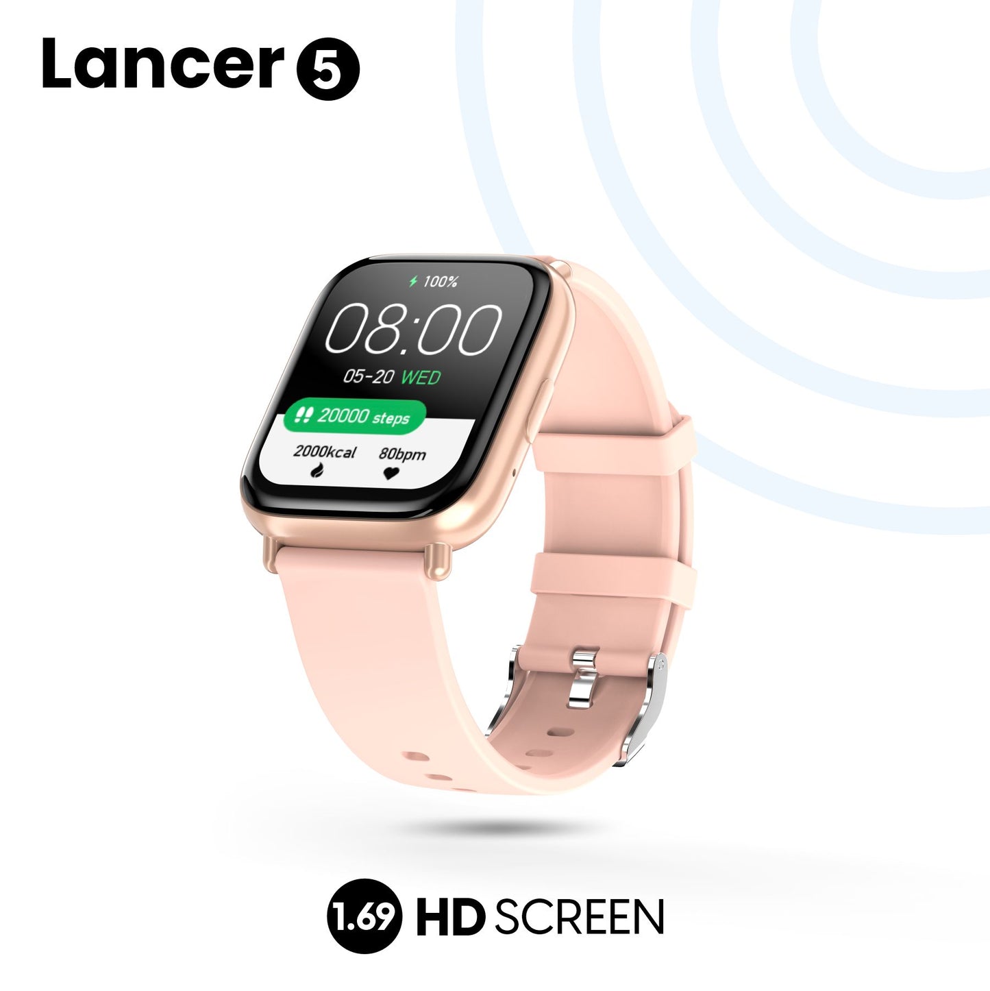 LYNE Lancer 5 Smart Watch 1.69" HD Screen, Bluetooth Calling & IP68 Water Resistance