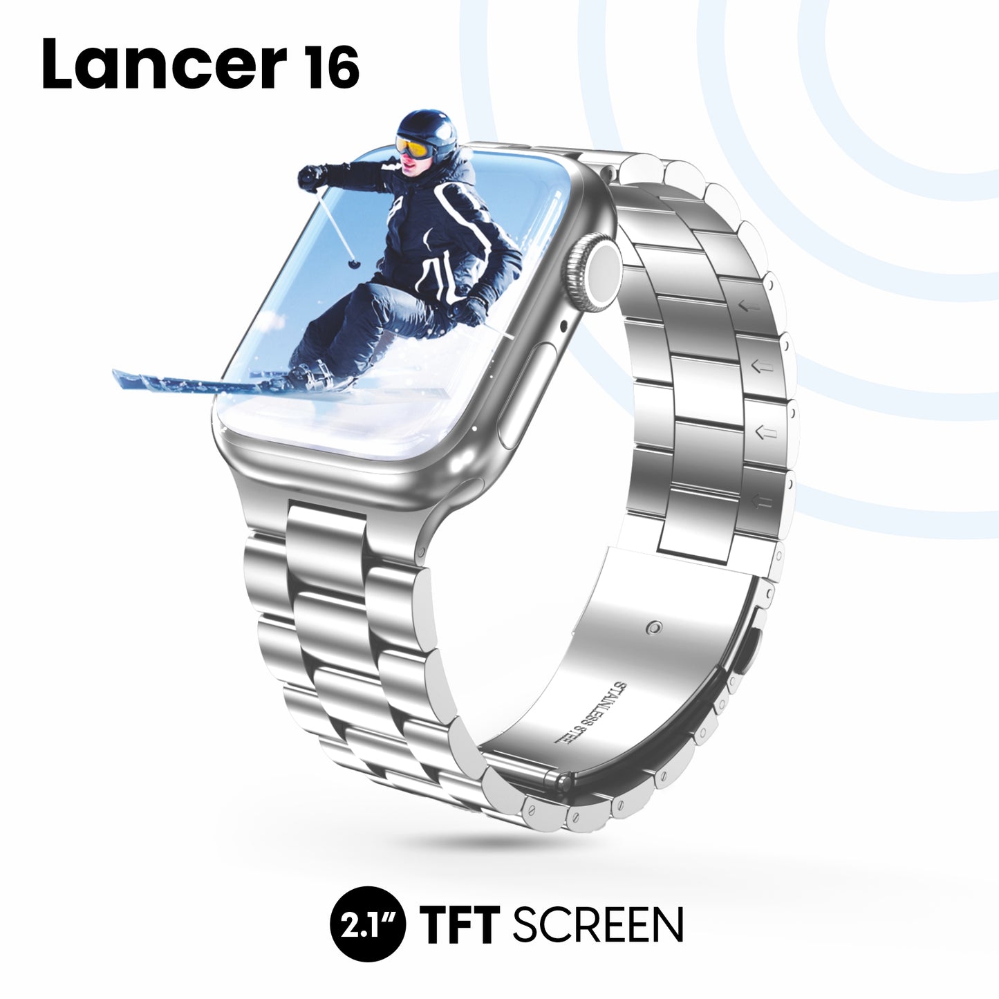 LYNE Lancer 16 Smart Watch 2.1" TFT Screen, Bluetooth Calling & IP65 Water Resistance