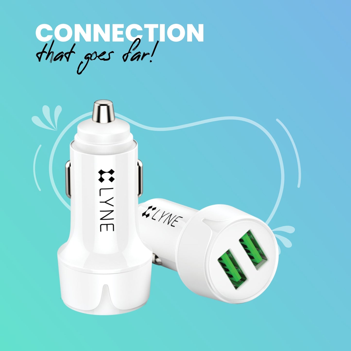 LYNE Piston 2 3.4A Output, Dual USB Port with Cable