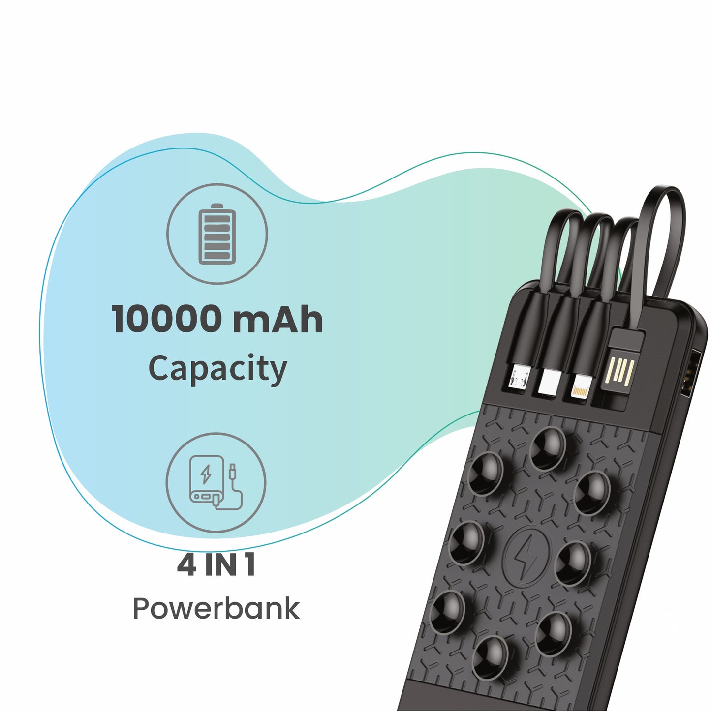 LYNE Powerbox 3 10K mAh Battery Capacity, 46 Hours of Extra Backup, 4 in 1 Powerbank, Single USB Port