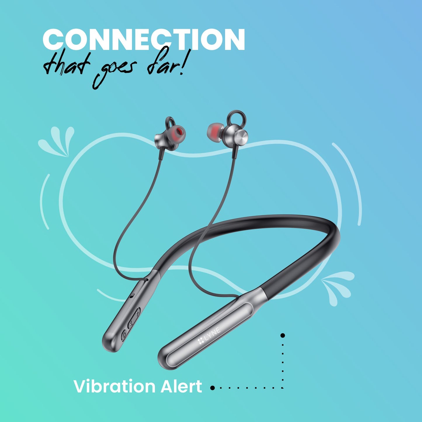 LYNE Rover 10 50 Hours Music Time Bluetooth Neckband with IPX5 Water Resistance, Magnetic Earbuds & Mic