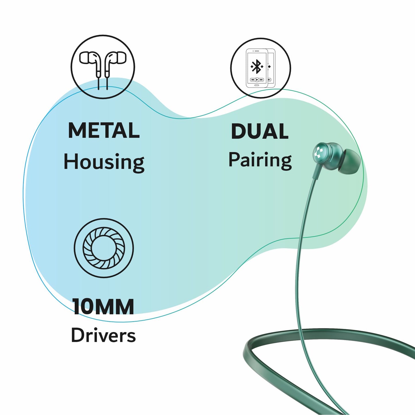 LYNE Rover 3 36 Hours Music Time Bluetooth Neckband with Dual Pairing Feature, Magnetic Earbuds & Mic