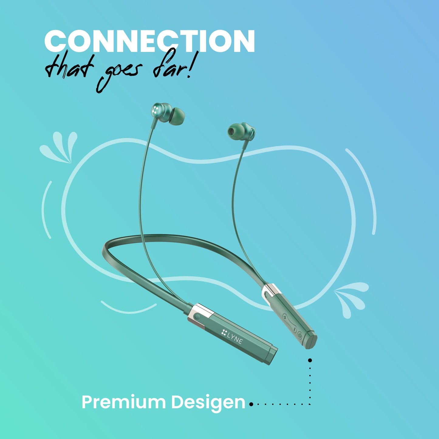 LYNE Rover 3 36 Hours Music Time Bluetooth Neckband with Dual Pairing Feature, Magnetic Earbuds & Mic