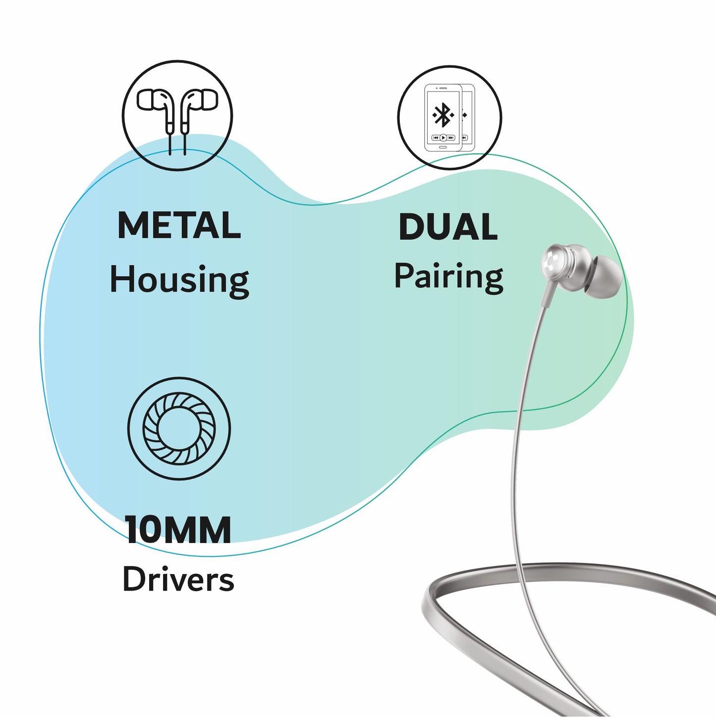 LYNE Rover 3 36 Hours Music Time Bluetooth Neckband with Dual Pairing Feature, Magnetic Earbuds & Mic
