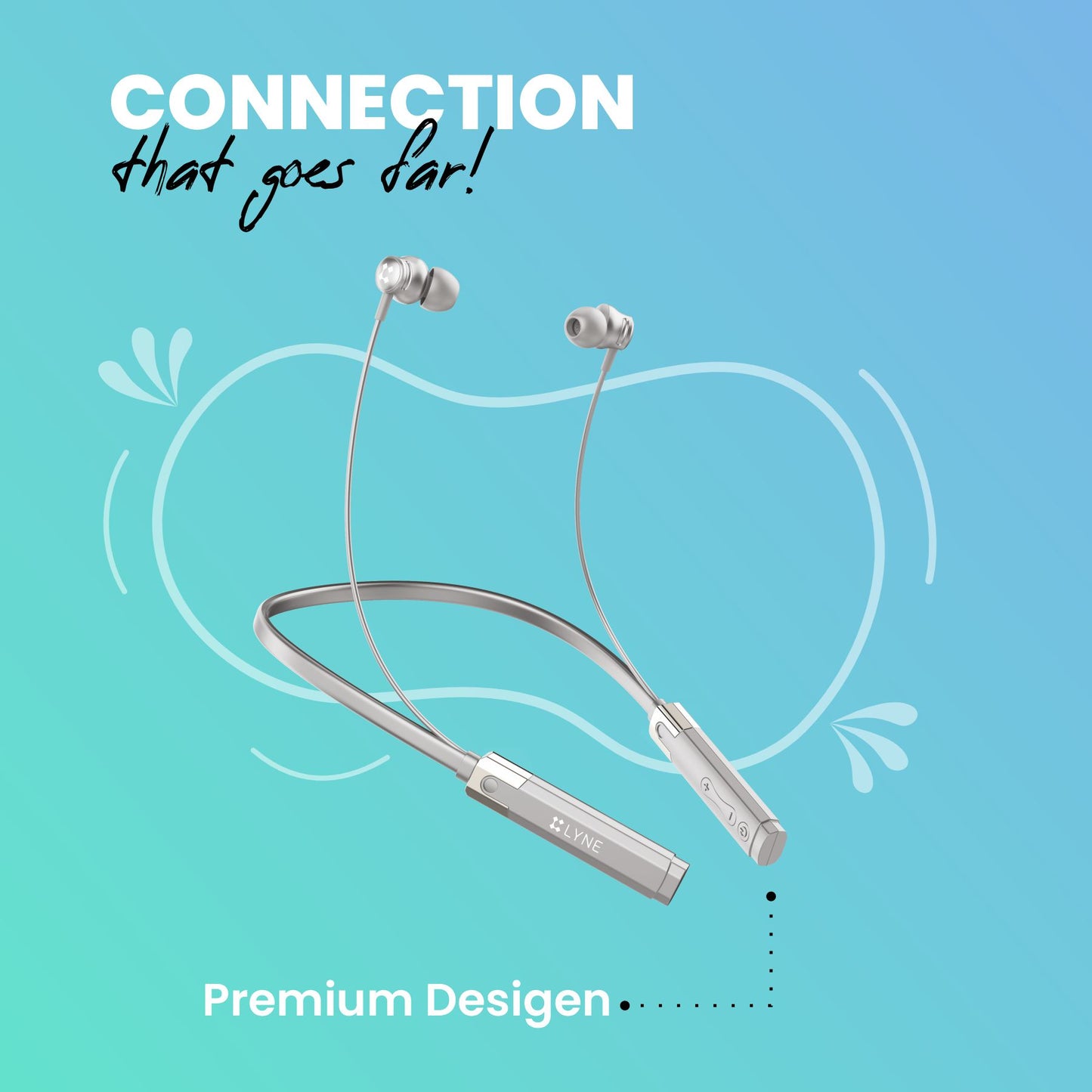 LYNE Rover 3 36 Hours Music Time Bluetooth Neckband with Dual Pairing Feature, Magnetic Earbuds & Mic
