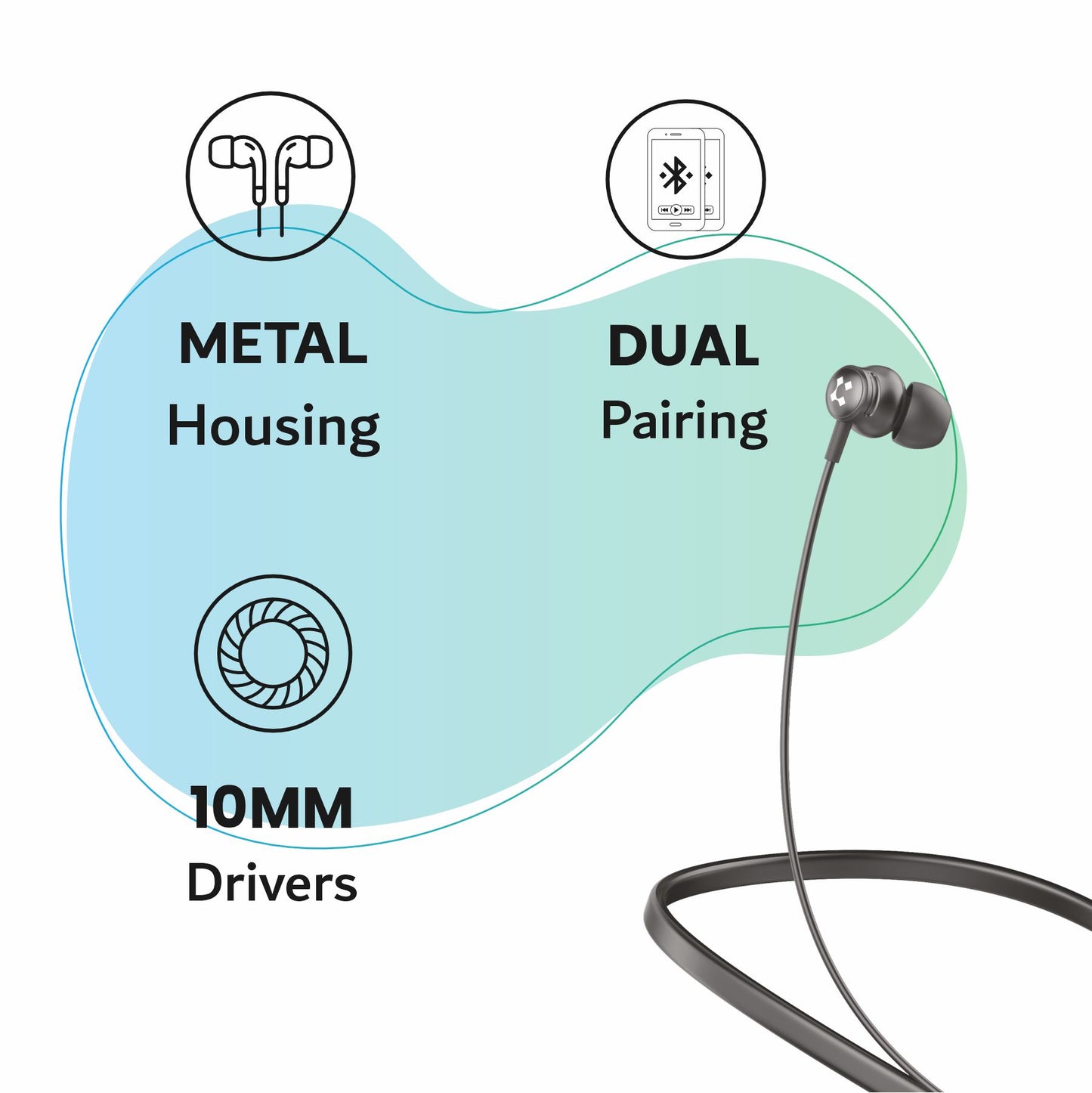 LYNE Rover 3 36 Hours Music Time Bluetooth Neckband with Dual Pairing Feature, Magnetic Earbuds & Mic