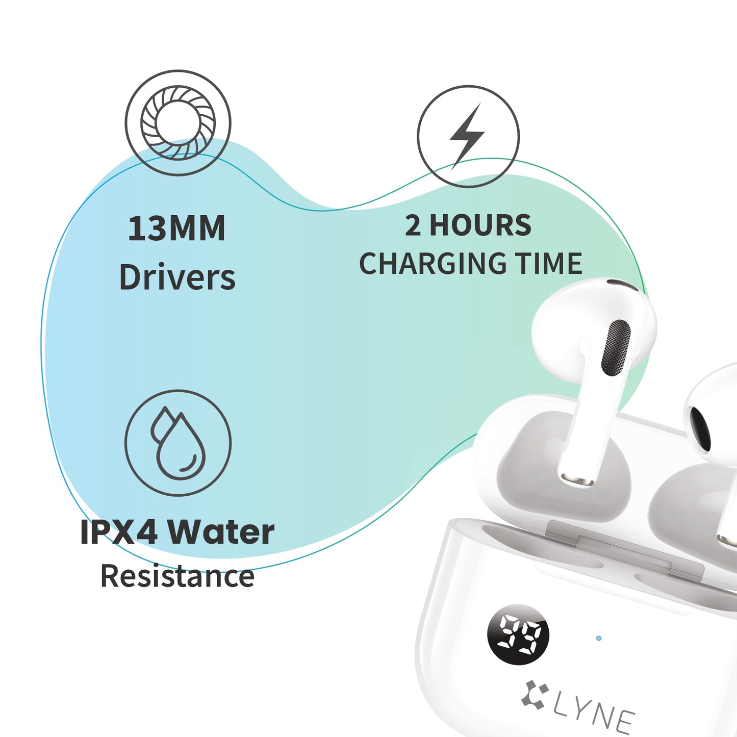 LYNE CoolPods 5 36 Hours Music Time True Wireless Earbuds with IPX4 Water Resistance
