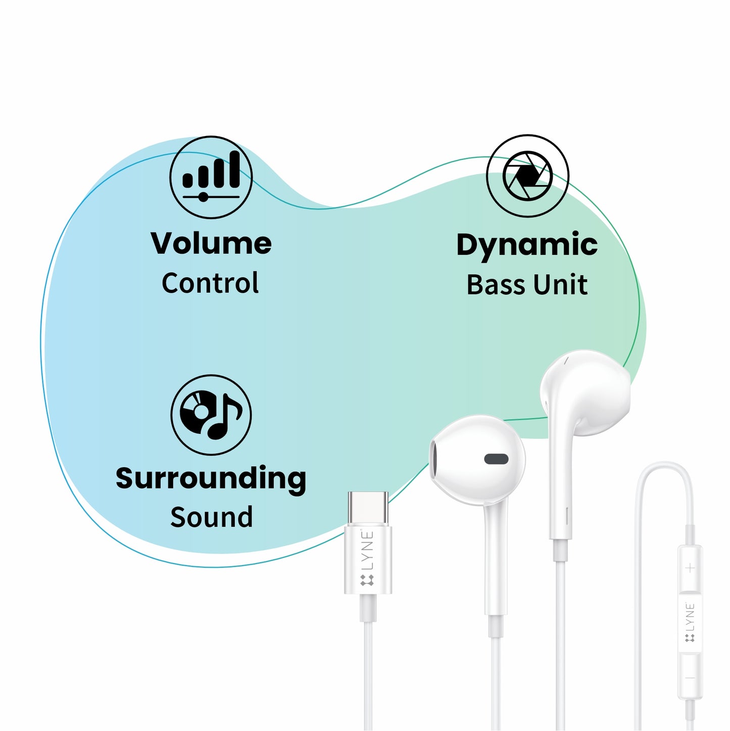 LYNE Photon 15 Wired Earphone with Type-C Connector & Noise Reduction