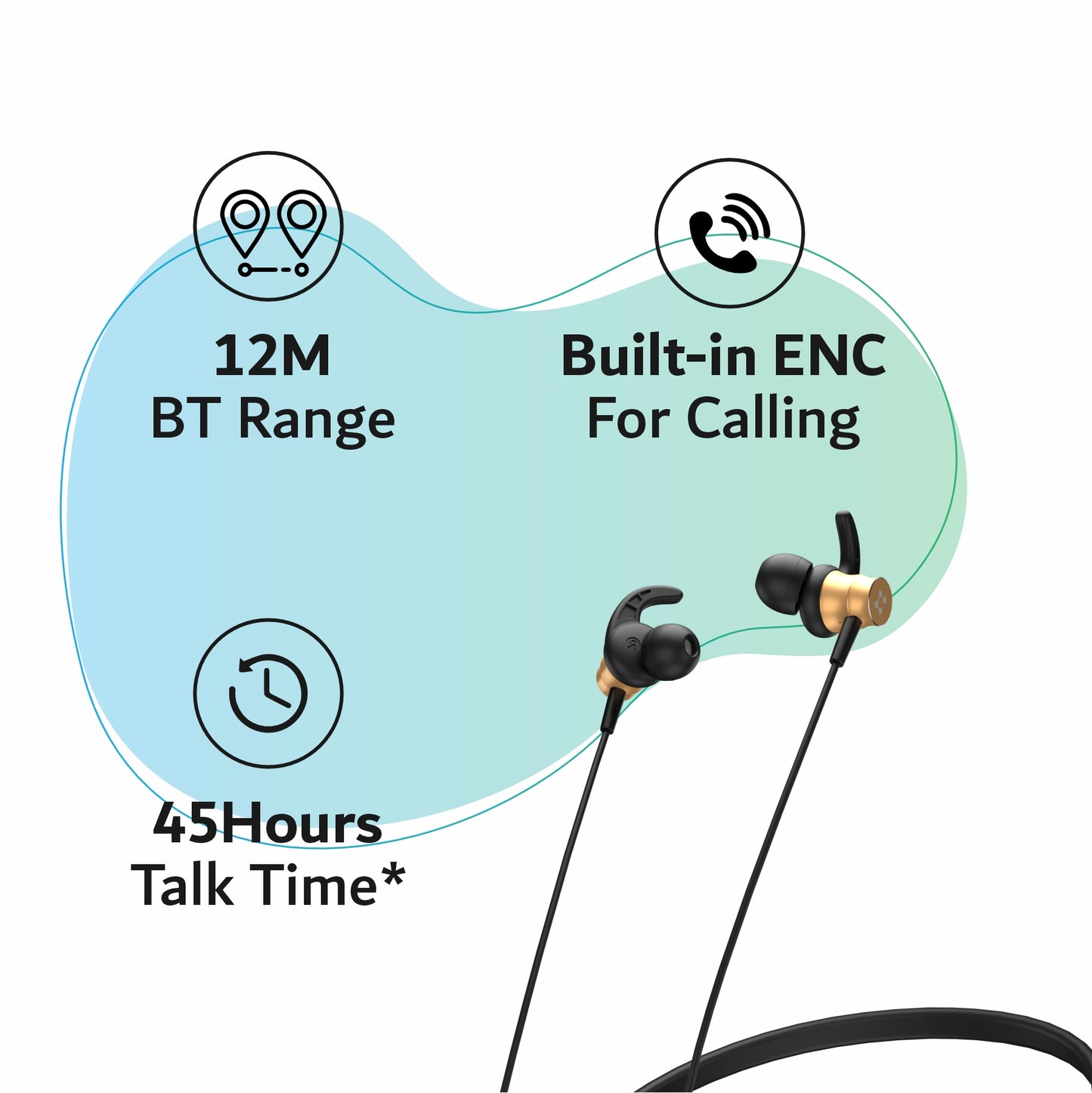 LYNE  Rover 9 Pro 40 Hours Music Time Bluetooth Neckband with Gaming Mode and Vibration Motor