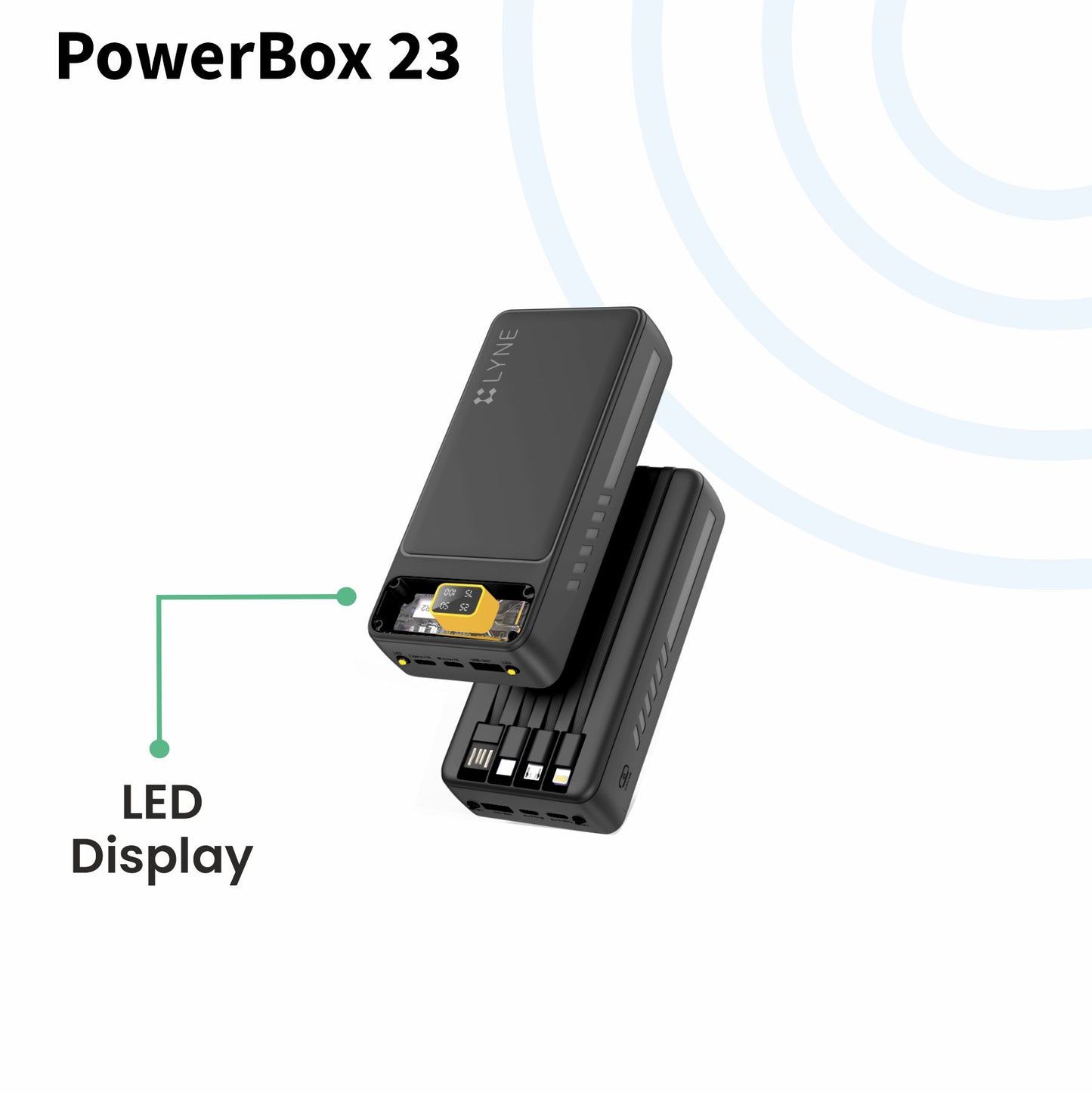 LYNE Powerbox 23 20000 mAh Battery Capacity with Built-in Cables